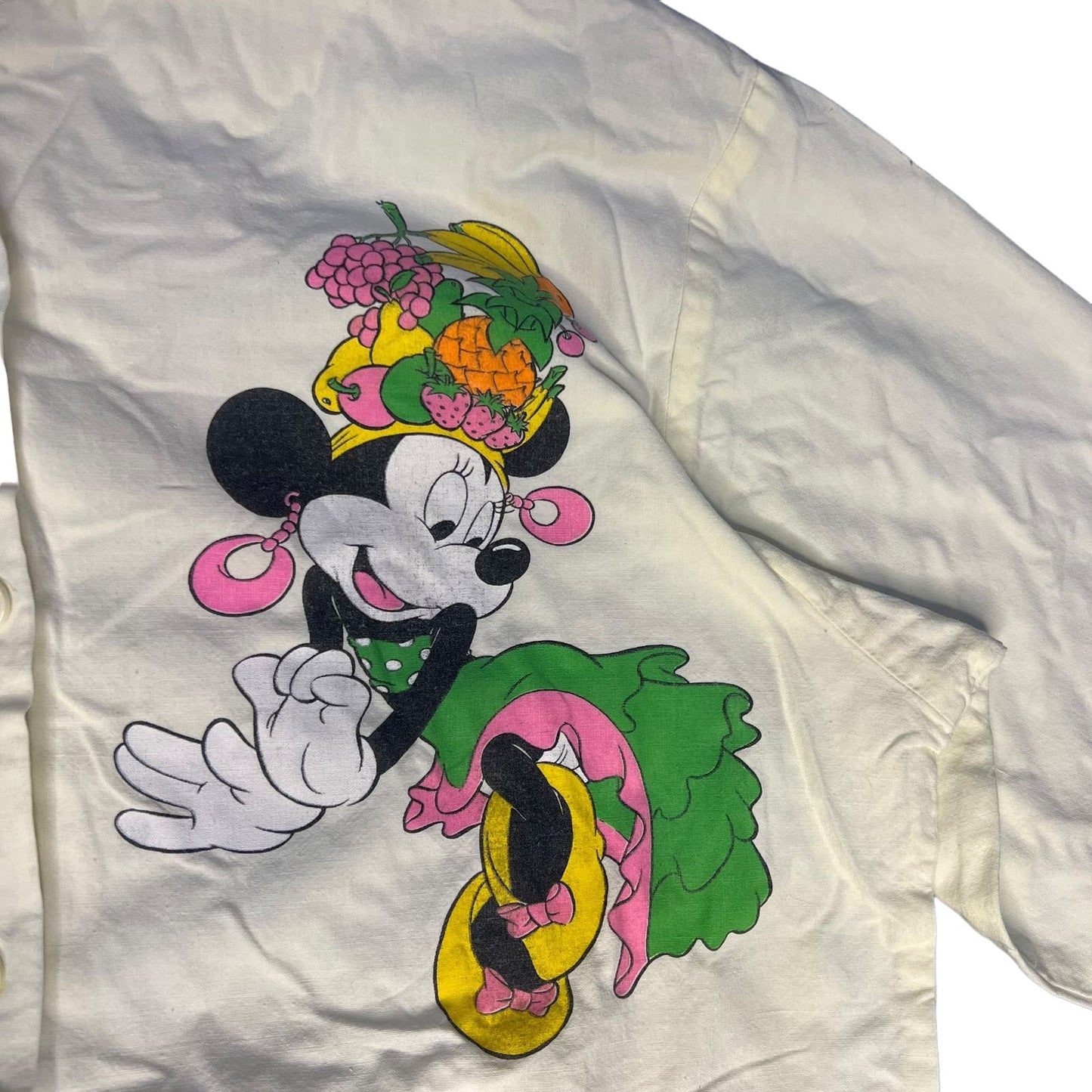 VINTAGE 80s SUPER RARE Disney Cinco De Mayo Fiesta White Button Down Women's Med