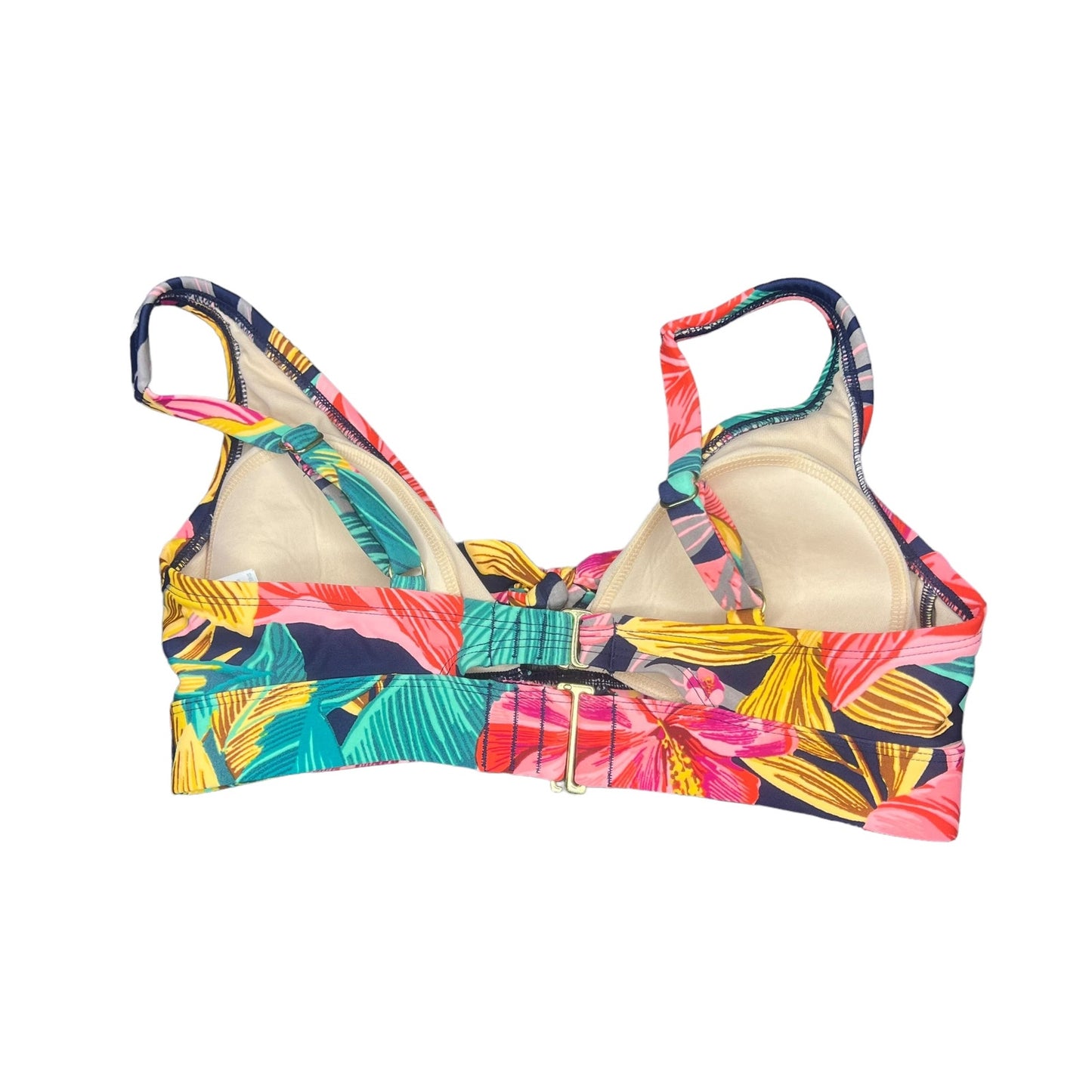 Kona Sol Women's Small Multicolor Floral Tie-Front Bikini Top