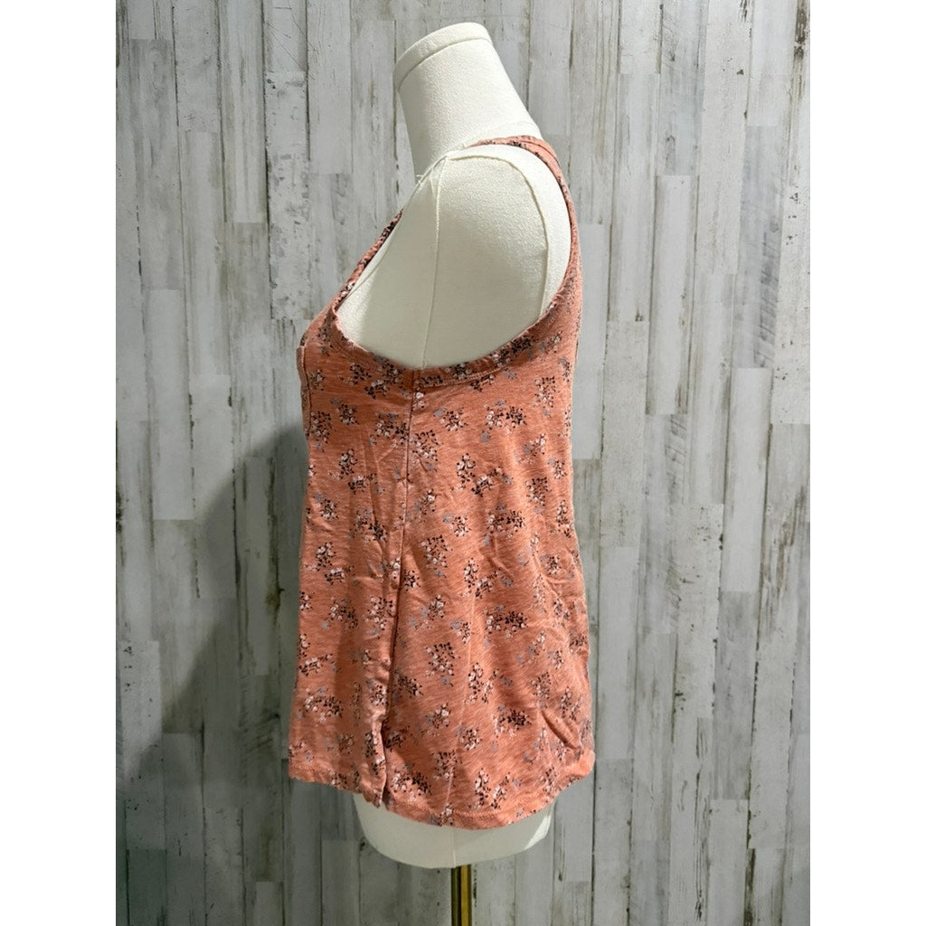 American Eagle Outfitters Tank Top Womens XS Peach Pink Floral Scoop