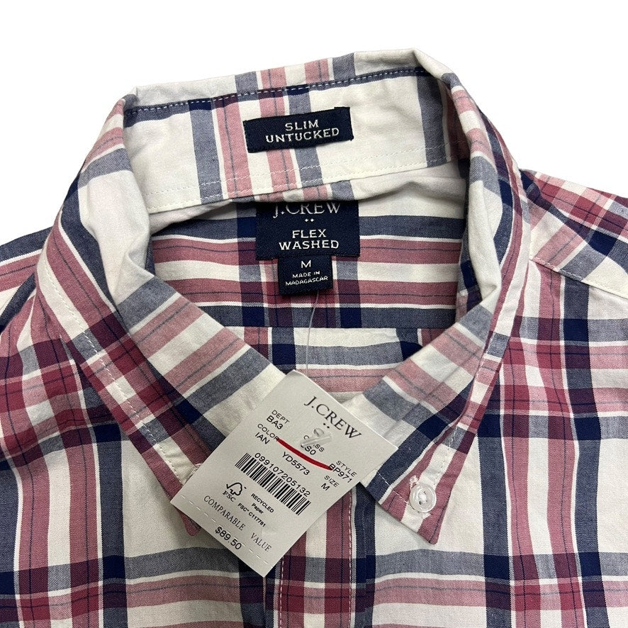 NWT J.Crew Men's Medium Slim Untucked Plaid Long Sleeve Button-Up Shirt