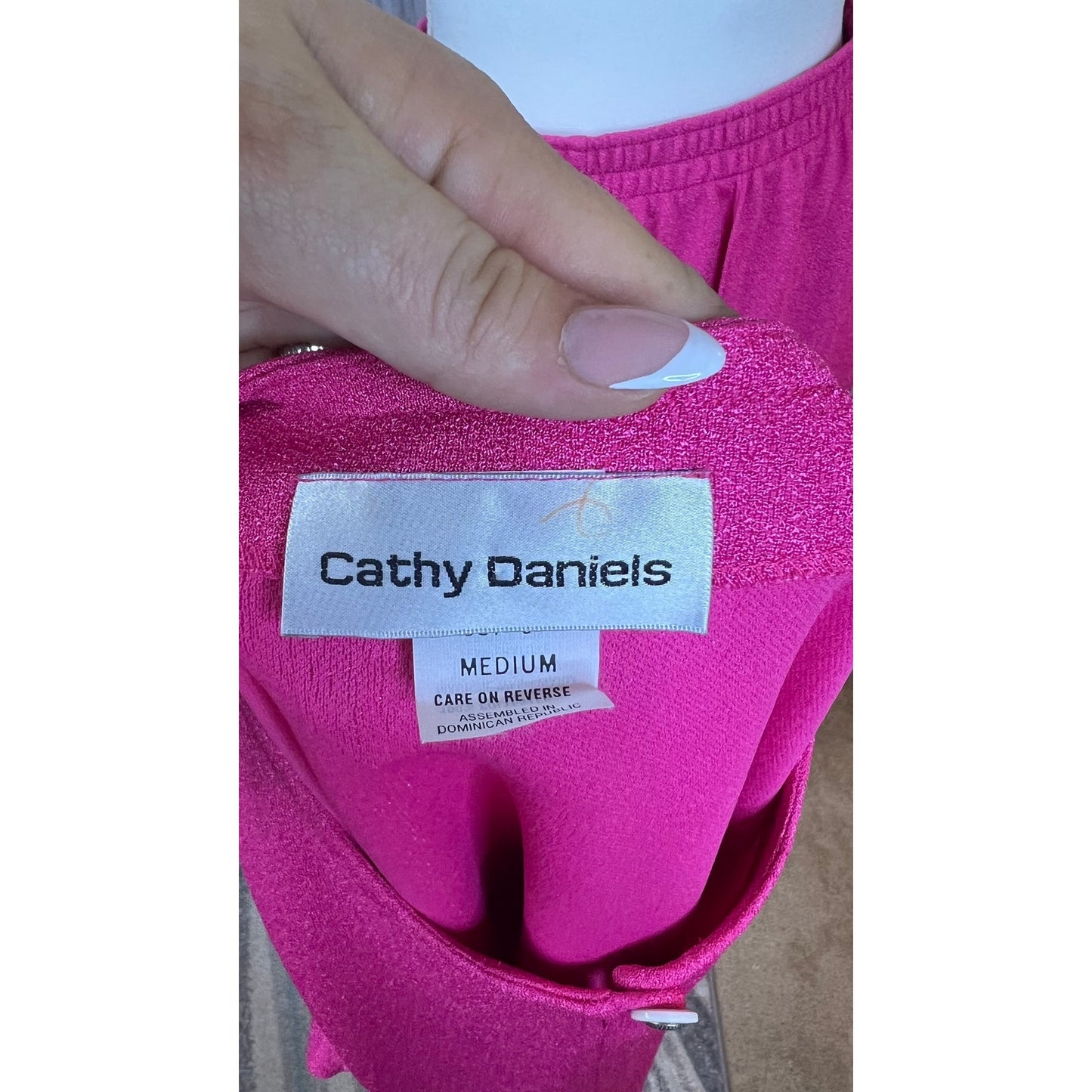 Vintage Cathy Daniels Women's Medium Hot Pink Sparkle Top & Pants Outfit Set