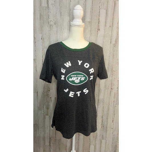 NWT New York Jets Women's Gray Scoop Neck T-Shirt Size Large Short Sleeve