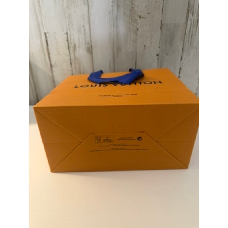 Louis Vuitton Shopping Bag Orange Gift Tote Blue Ribbon Handles