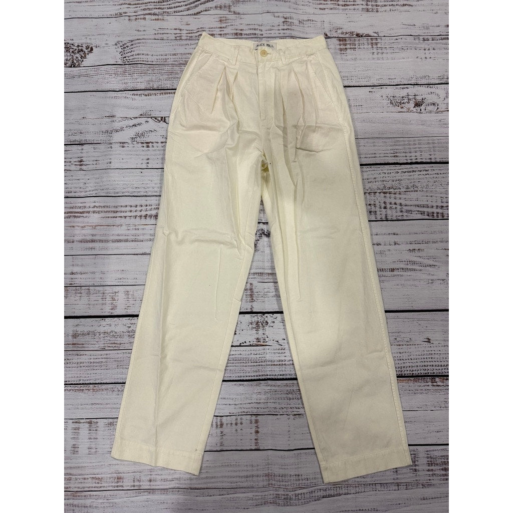 NWT Alex Mill Women's Dress Pants Size 2 Beige Double Pleat Twill Straight Leg