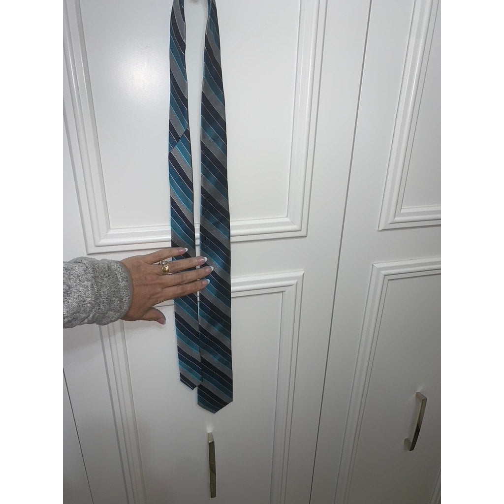 Express Men's Blue Striped Silk Tie Classic Length