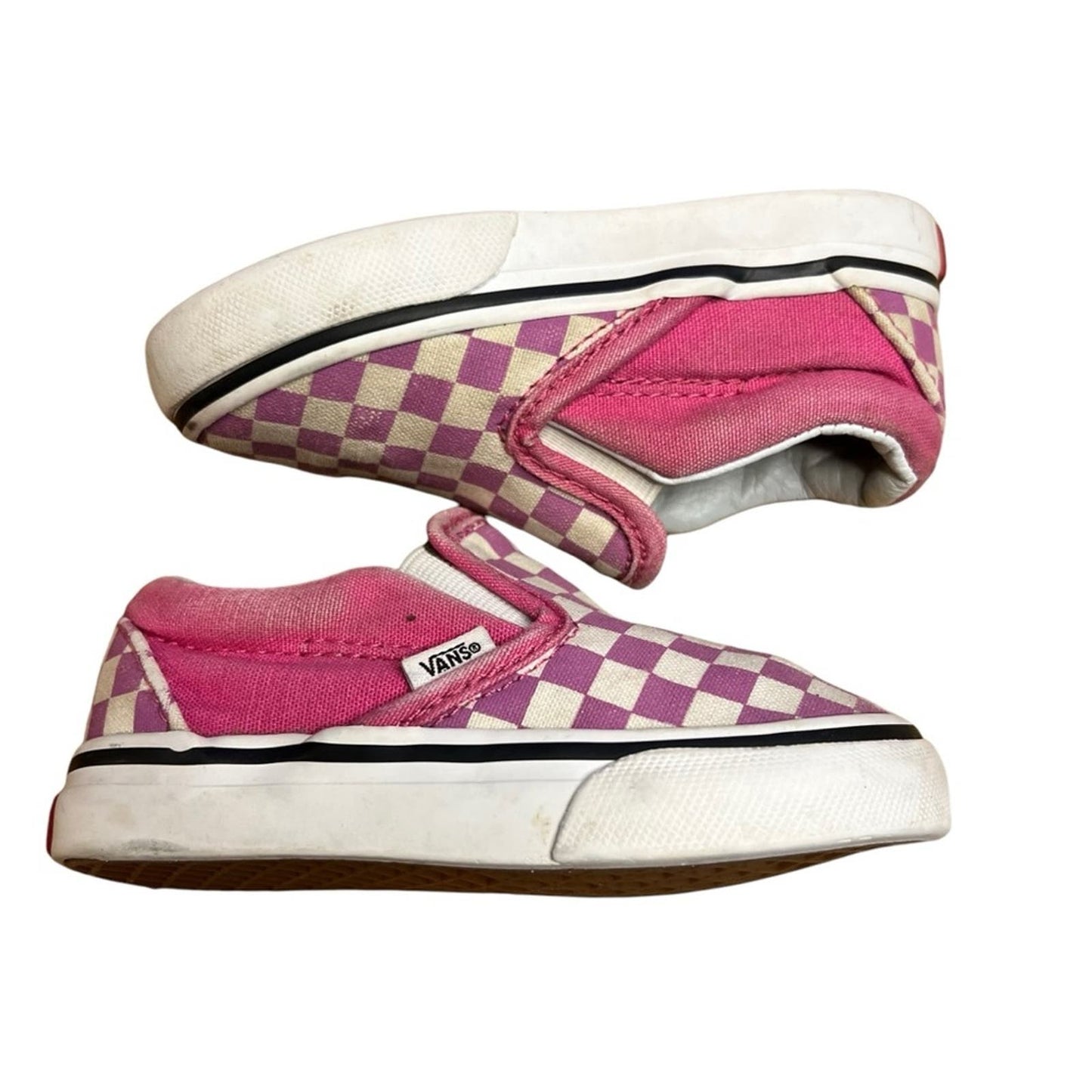 Vans Slip-On V Shoe - Checkerboard Pack- Fuchsia/White - Toddler Girls' 5.5