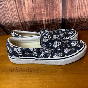 Vans Classic Slip-On Flash Skulls Men's Shoes Blue Size 9