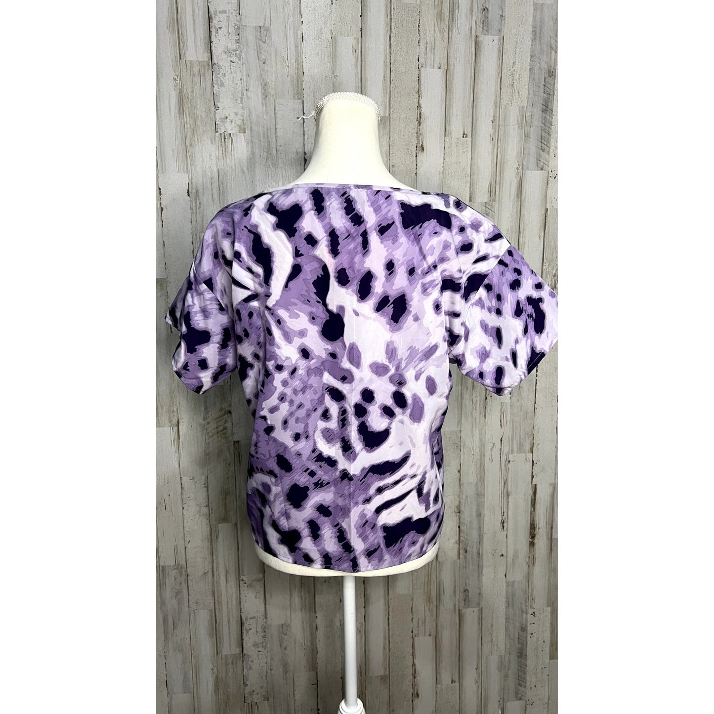 NWT Averly Women's XS Purple Tie-Dye Short Sleeve Casual Blouse