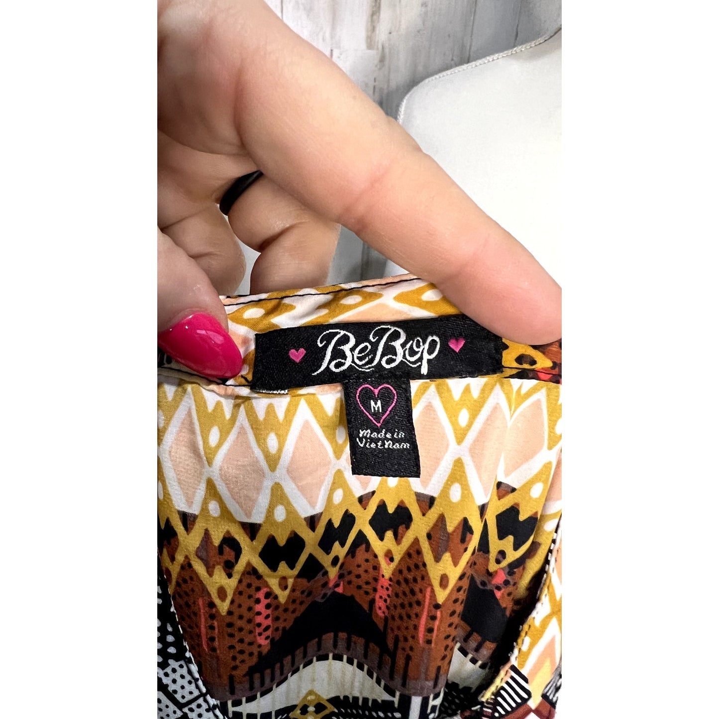 BeBop Women's Multicolor Geometric Knee Length Dress Size Small Boho Casual