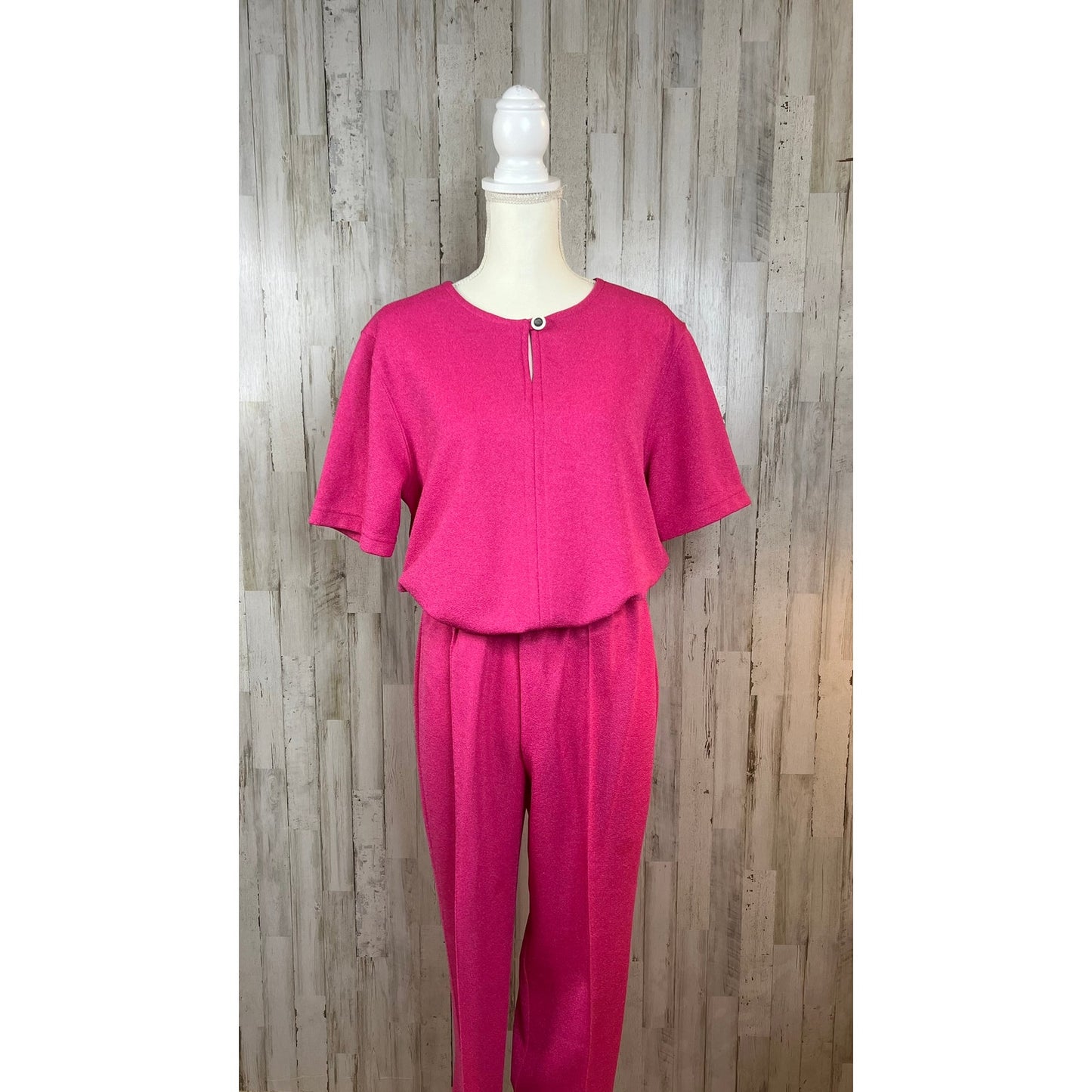 Vintage Cathy Daniels Women's Medium Hot Pink Sparkle Top & Pants Outfit Set