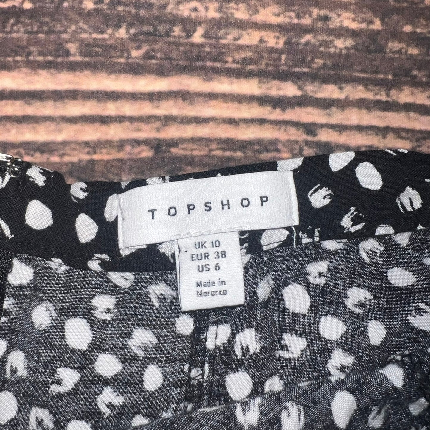 Topshop Women's Size 6 Black Polka Dot Midi Skirt with Slit Casual