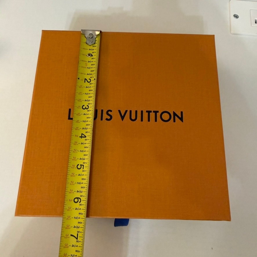 Louis Vuitton Orange Magnetic Slide Drawer Gift Box Blue Ribbon Pull 7x7x3