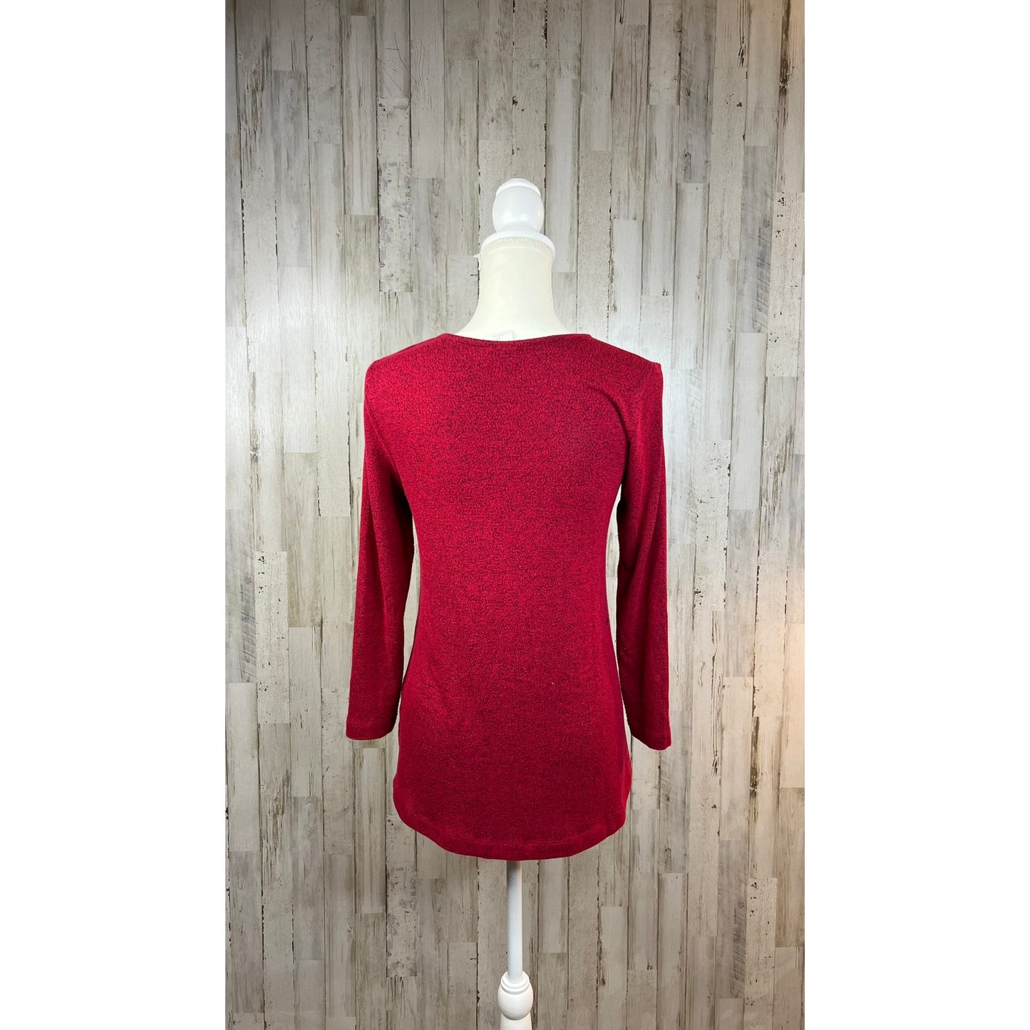 Soma Women's Size XS Long Sleeve Red Tunic Pocket Front Top V-Neck Blouse