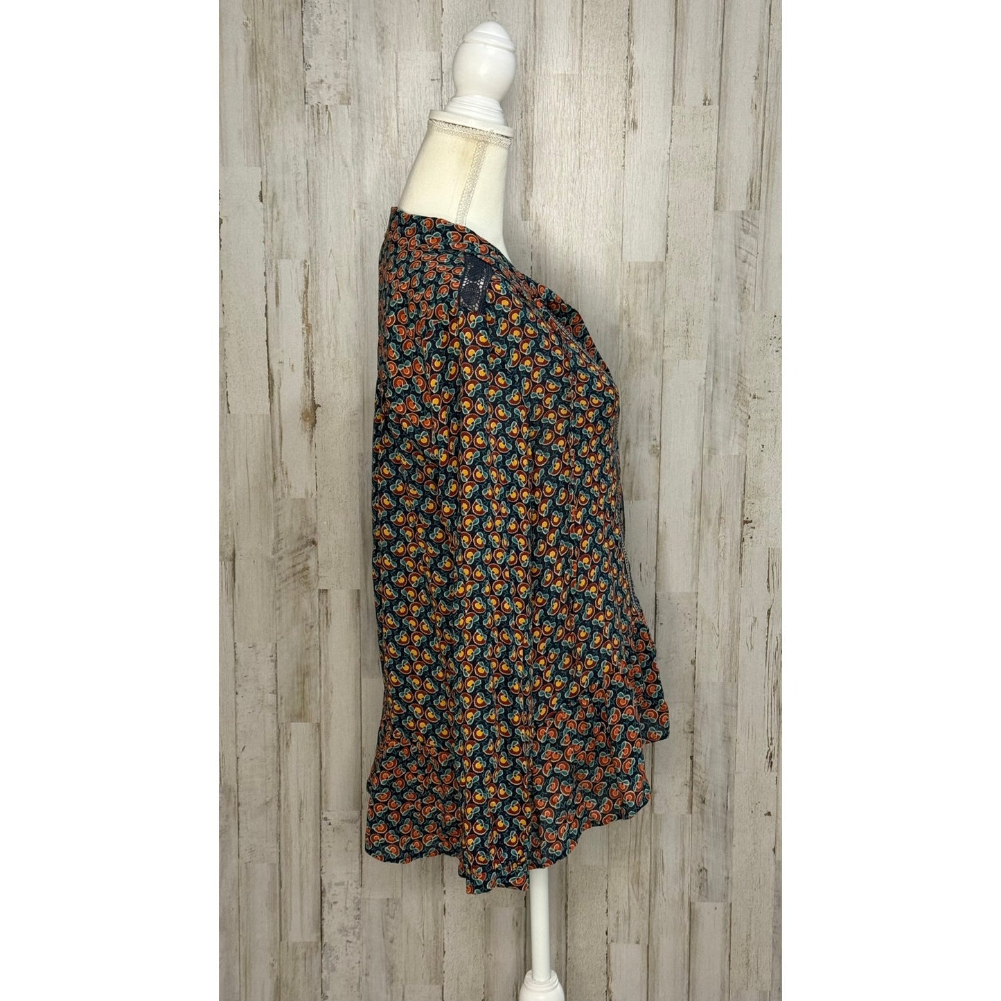 Maeve by Anthropologie Floral Peasant Blouse V-Neck Tunic Size 6