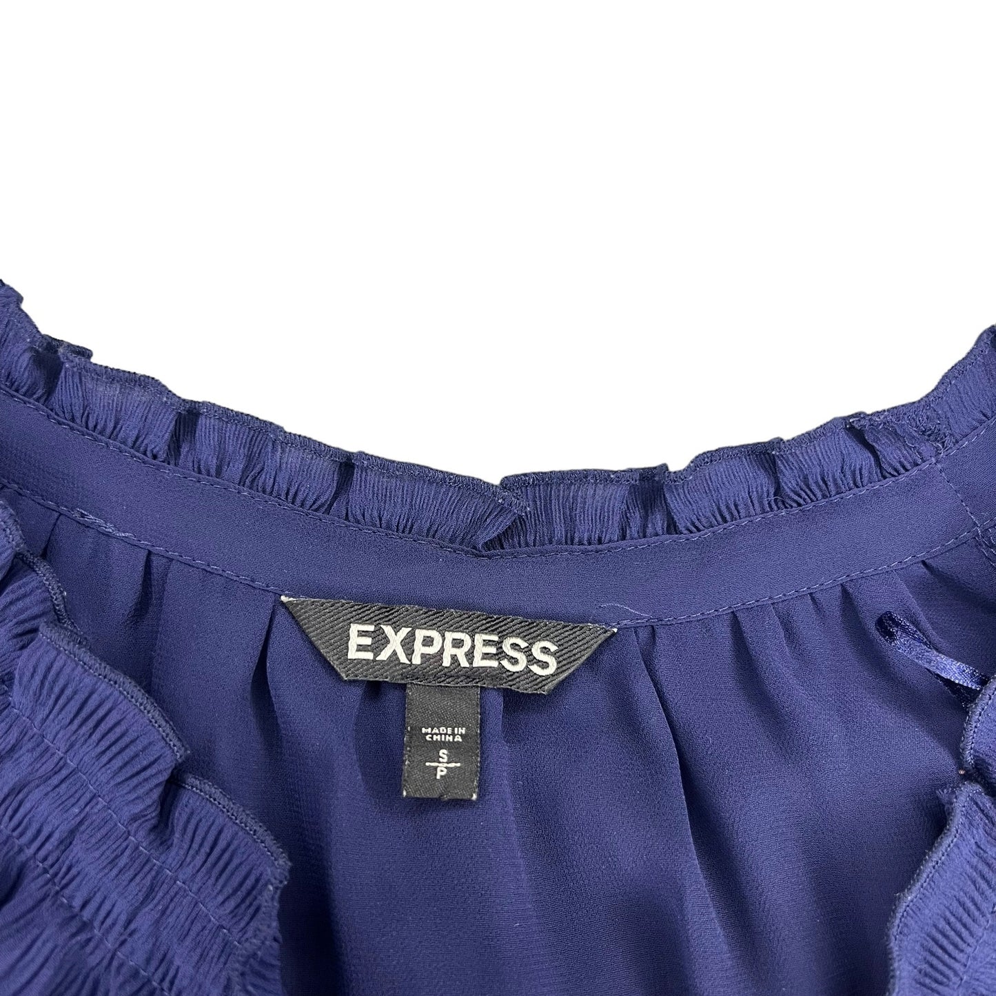 Express Women's Long Sleeve Peasant Blouse Size Small Blue Casual Workwear