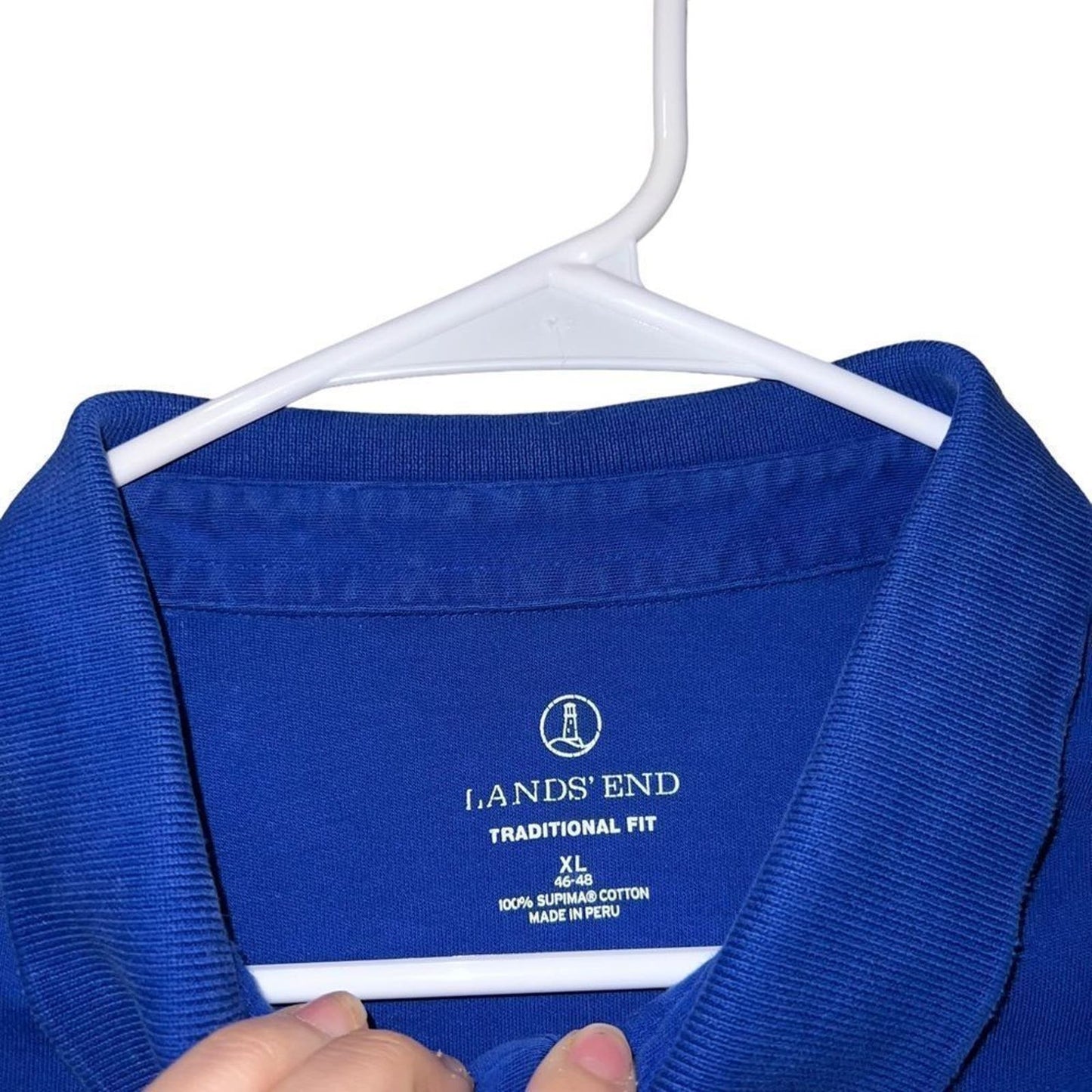 Lands' End Traditional Fit Short Sleeve Royal Blue Polo Size XL