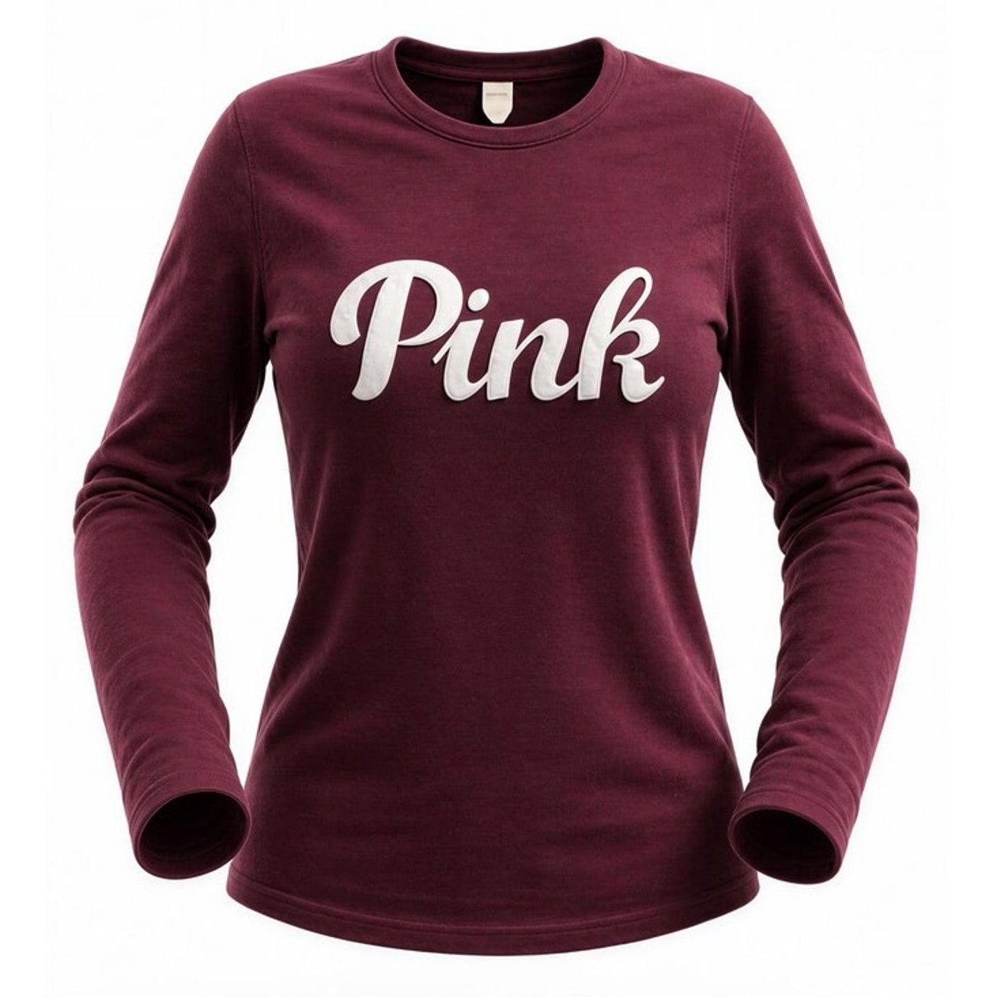 Victoria's Secret PINK T-Shirt Womens XS Burgundy Maroon Long Sleeve Logo