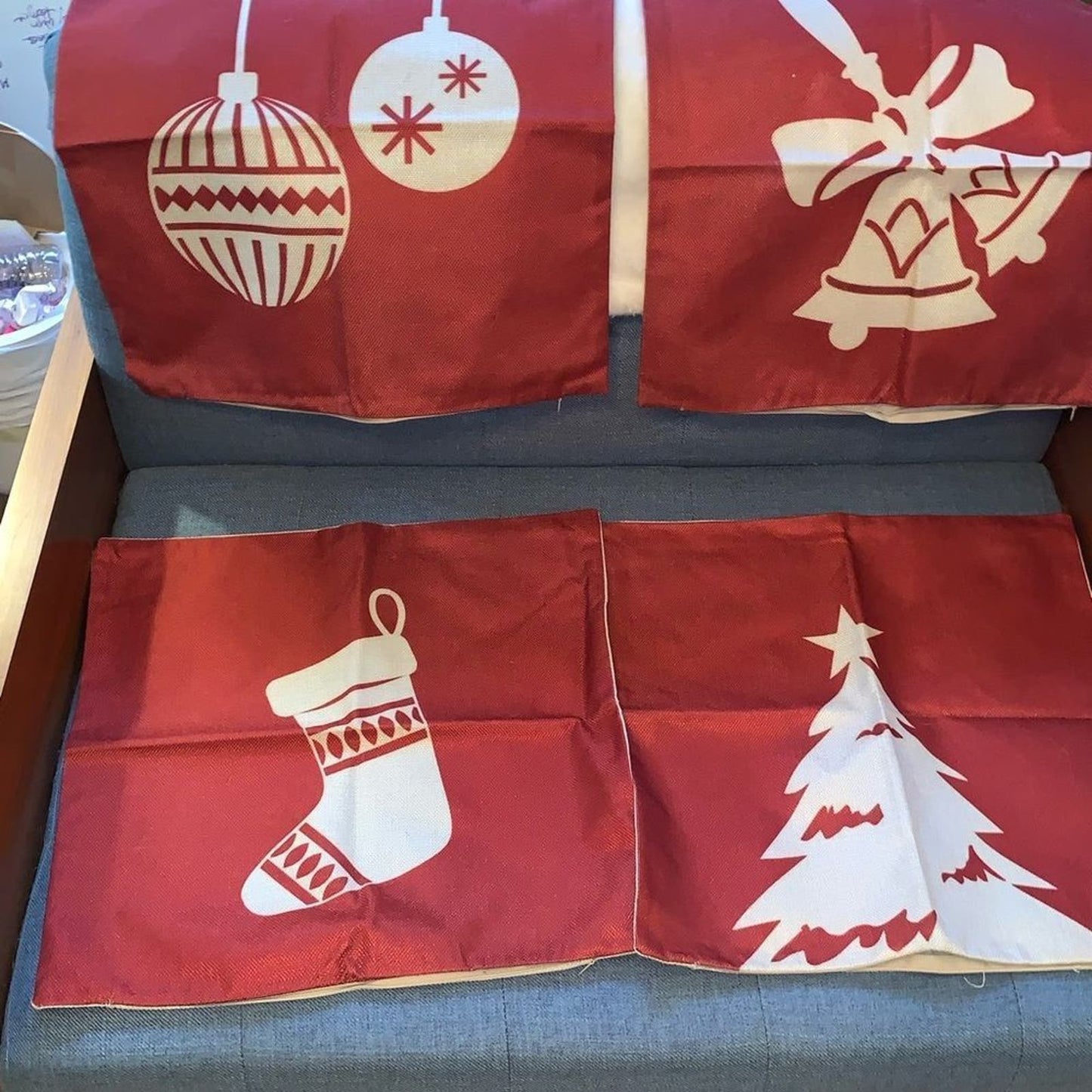 Set 4 Red/White Christmas Pillow Covers