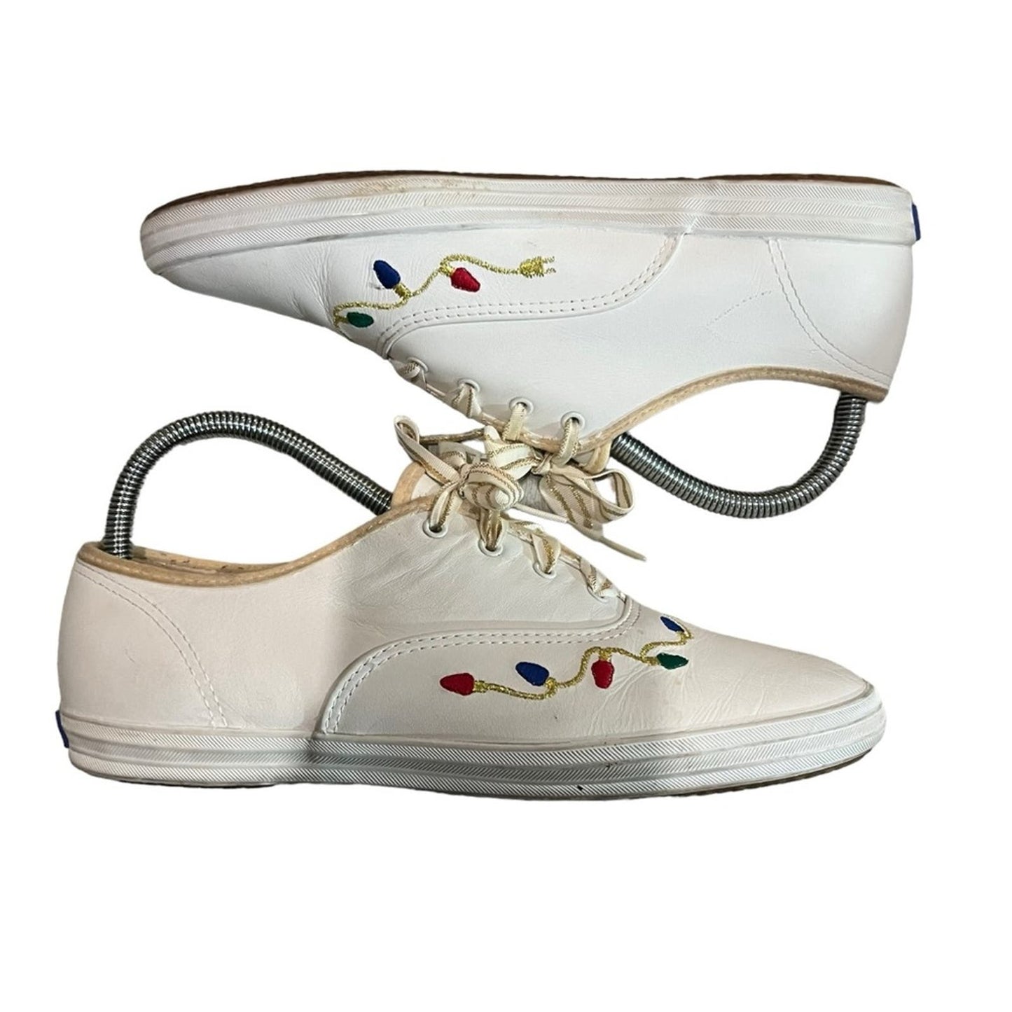 Keds Coaster’s Christmas sneakers, Gold Shoe Laces - Women's Size 8