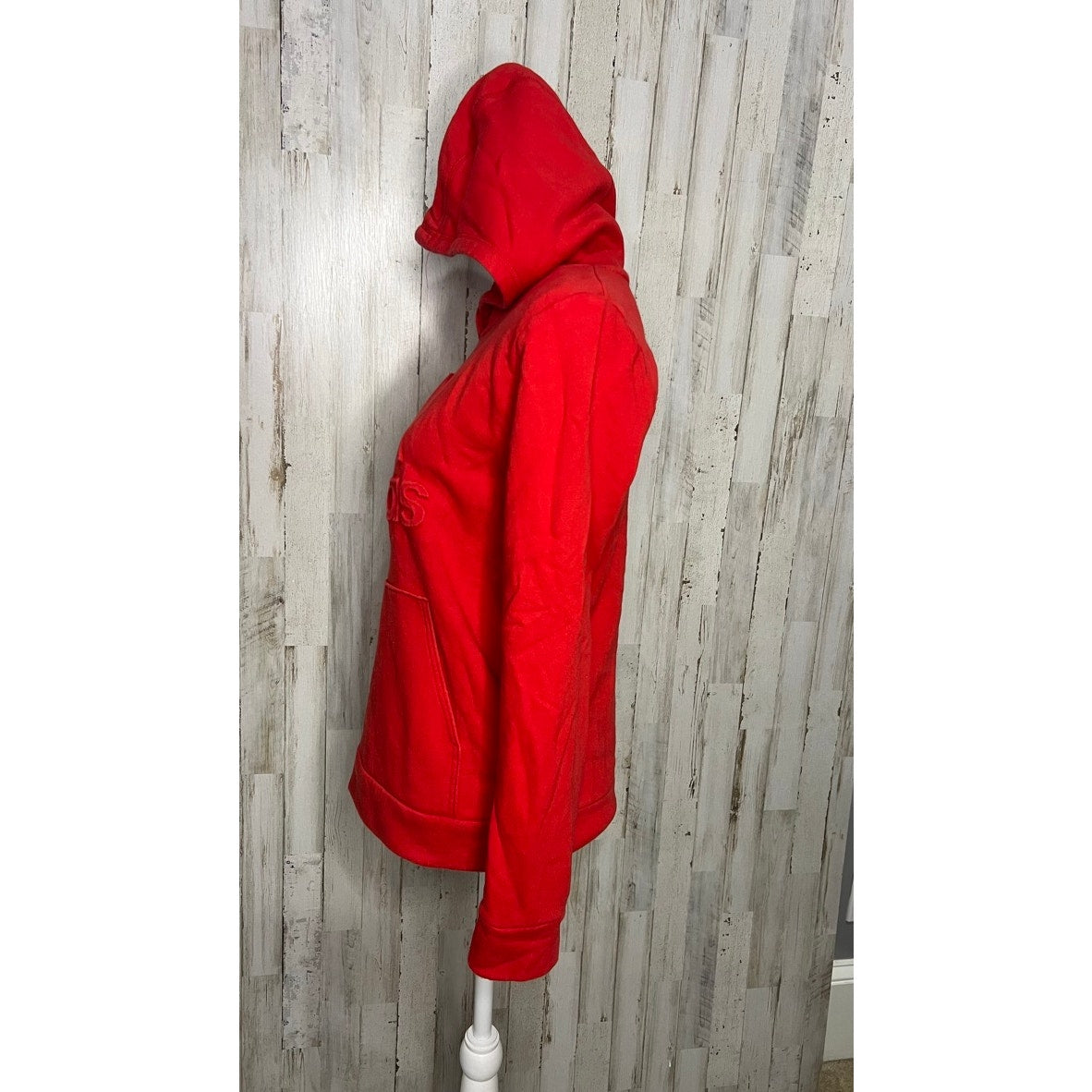 Adidas Boys Red Embossed Logo Pullover Hoodie Size Large 14-16 Casual