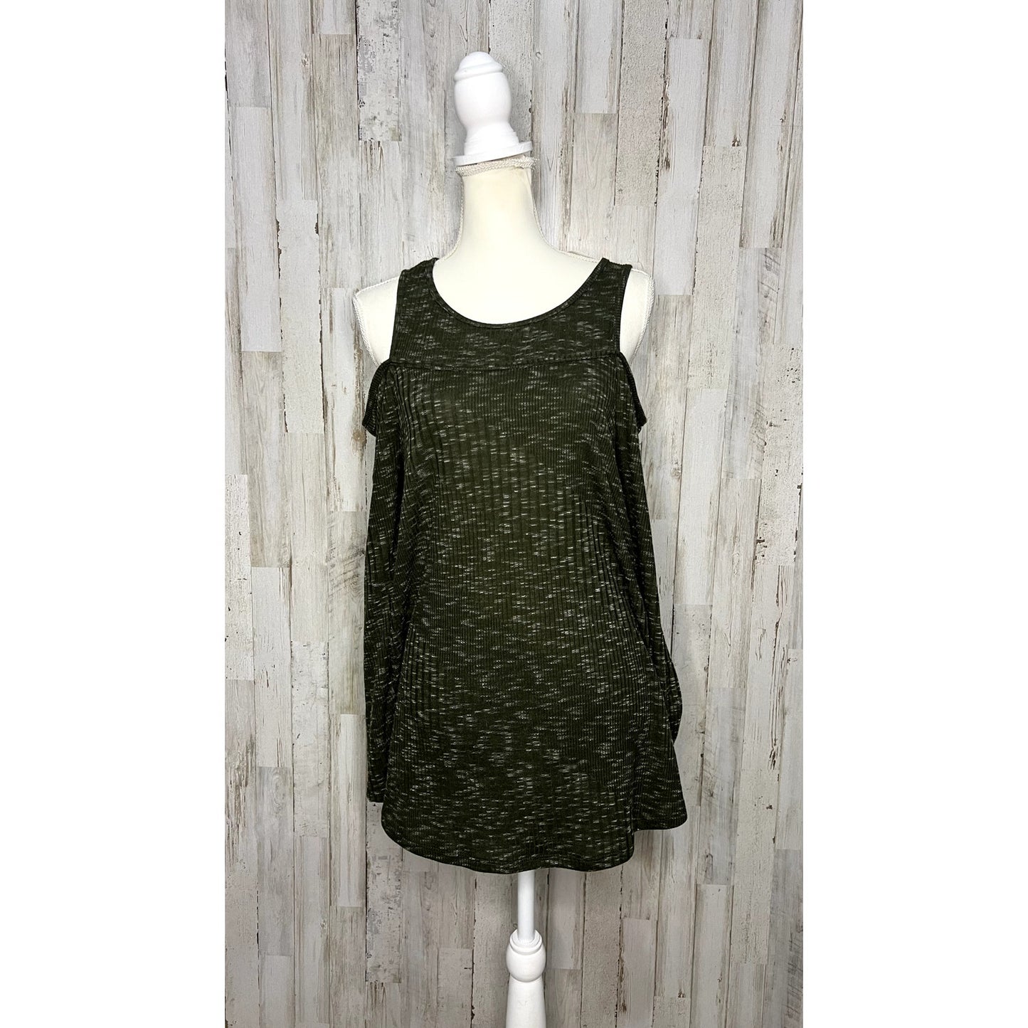 NWT Motherhood Maternity Cold Shoulder Blouse Green Sleeveless Size Large