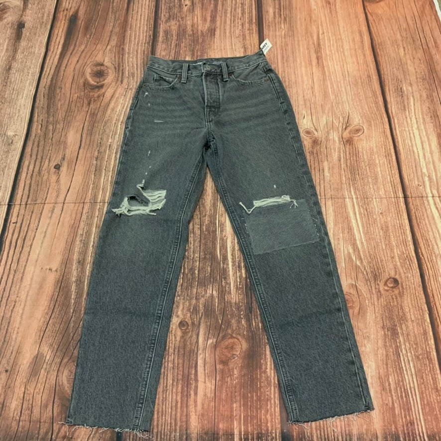 NWT Old Navy Jeans Womens Size 00 Gray Sky-Hi Straight