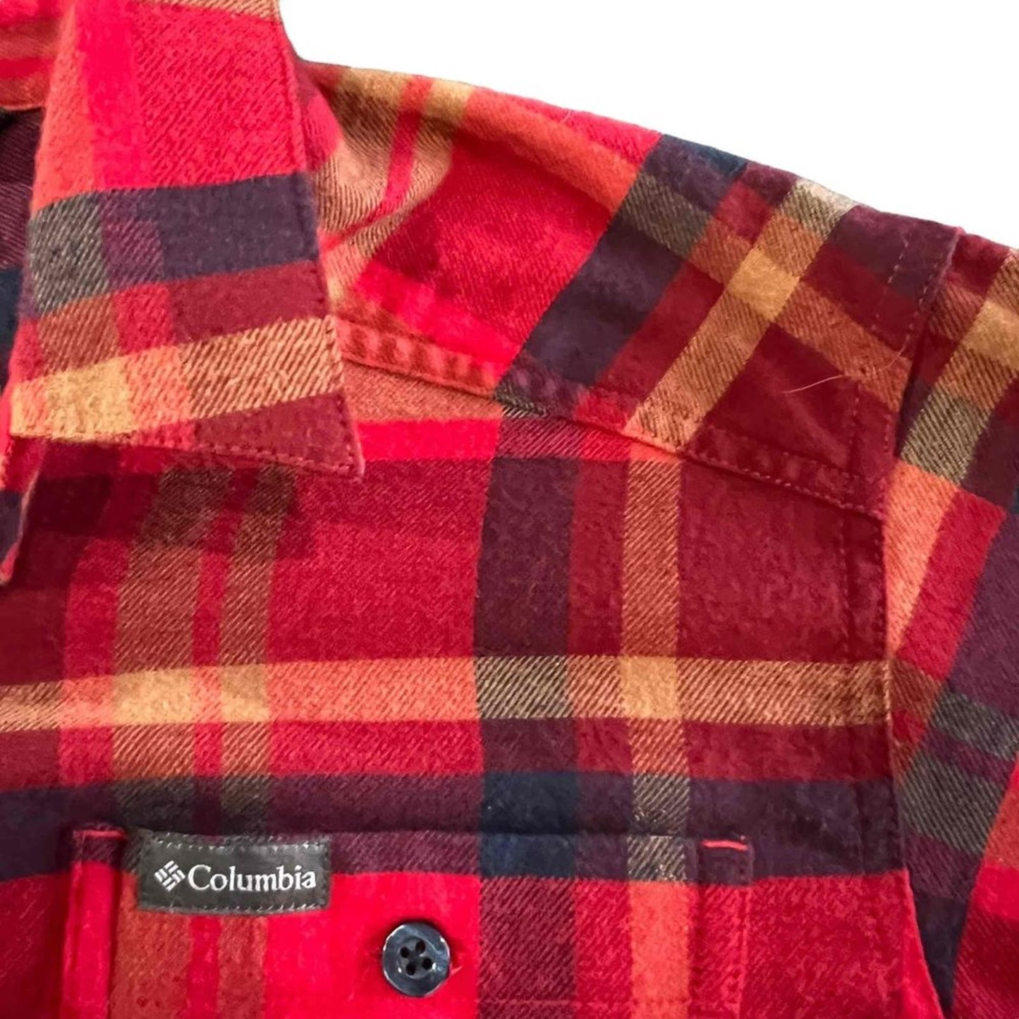 Columbia Men's Small Red Cornell Woods Flannel Long Sleeve Shirt