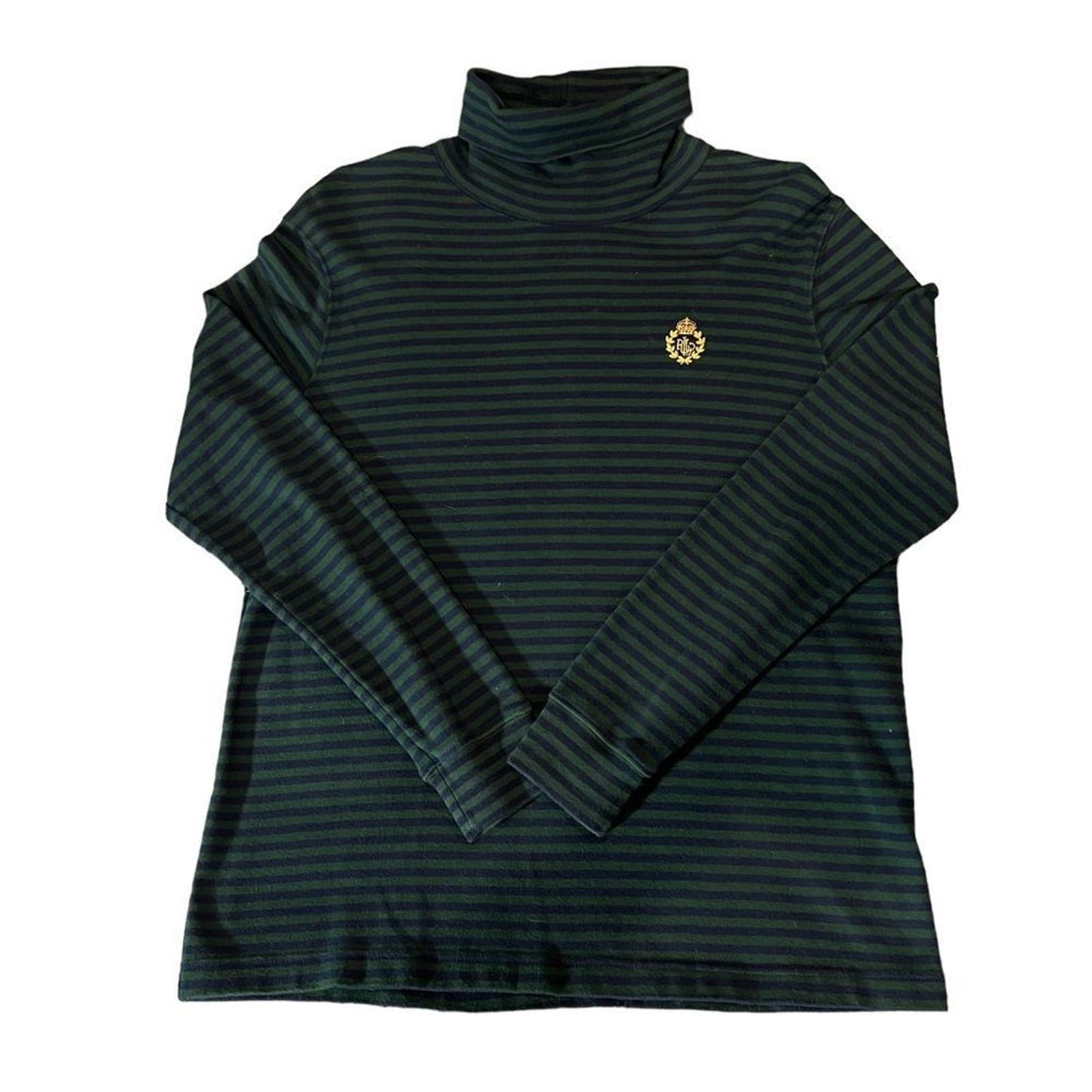 Lauren Ralph Lauren Academia Striped Turtleneck Sweater Size Medium