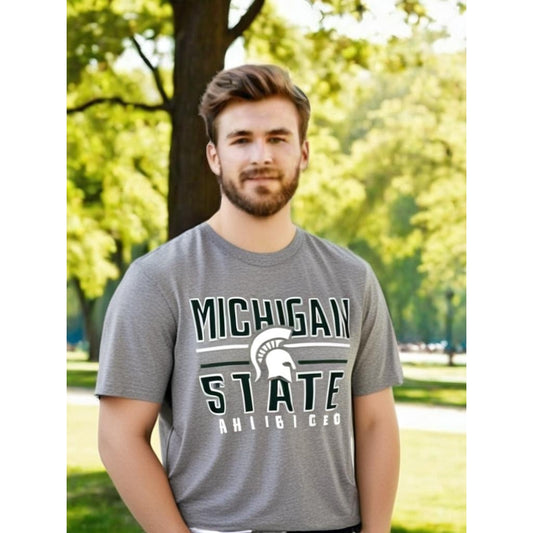 NWT Michigan State Spartans Men's Large Heather Gray T-Shirt Short Sleeve