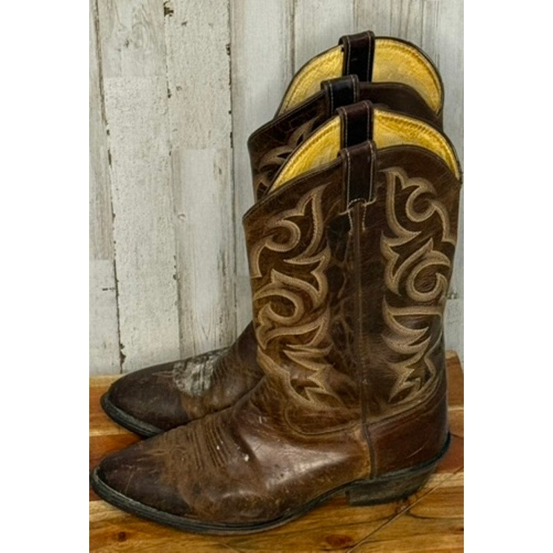 Justin Men's Western Cowboy Boots Brown Leather Size 10.5 D