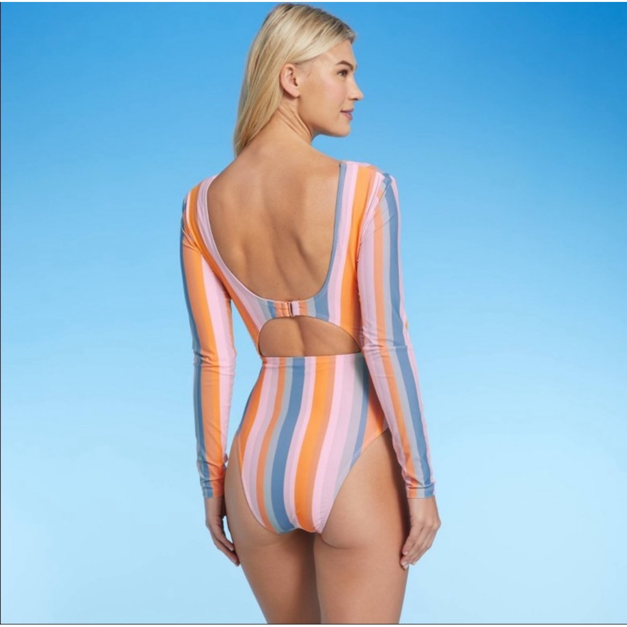 Shade & Shore Women's Size Small One Piece Multicolor Stripe Knot-Front Cut-Out