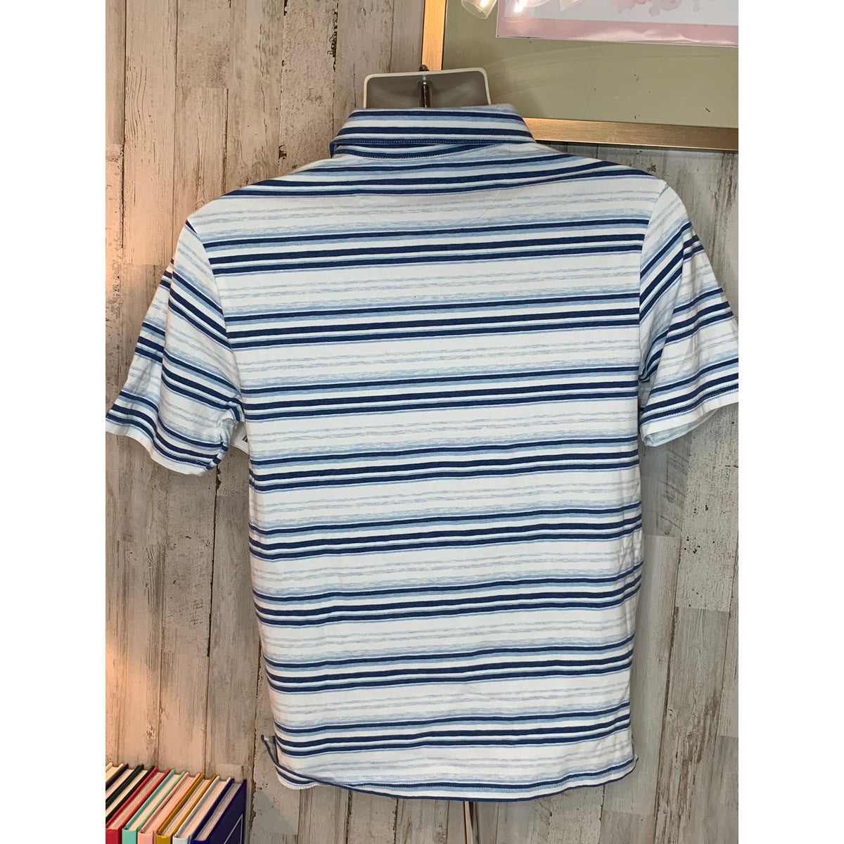 NWT Johnnie-O Hangin' Out Polo Shirt Women's Size 14 Blue & White Striped Golf