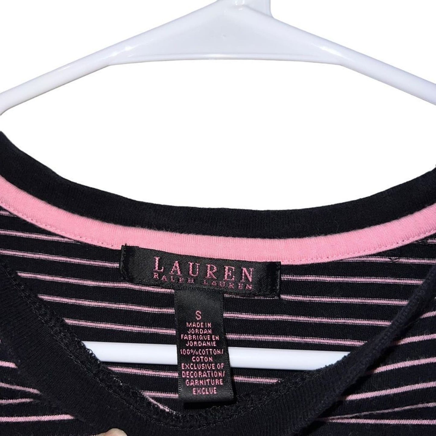 Lauren Ralph Lauren Black Label Women’s Size Small 100% Cotton Black & Pink Top