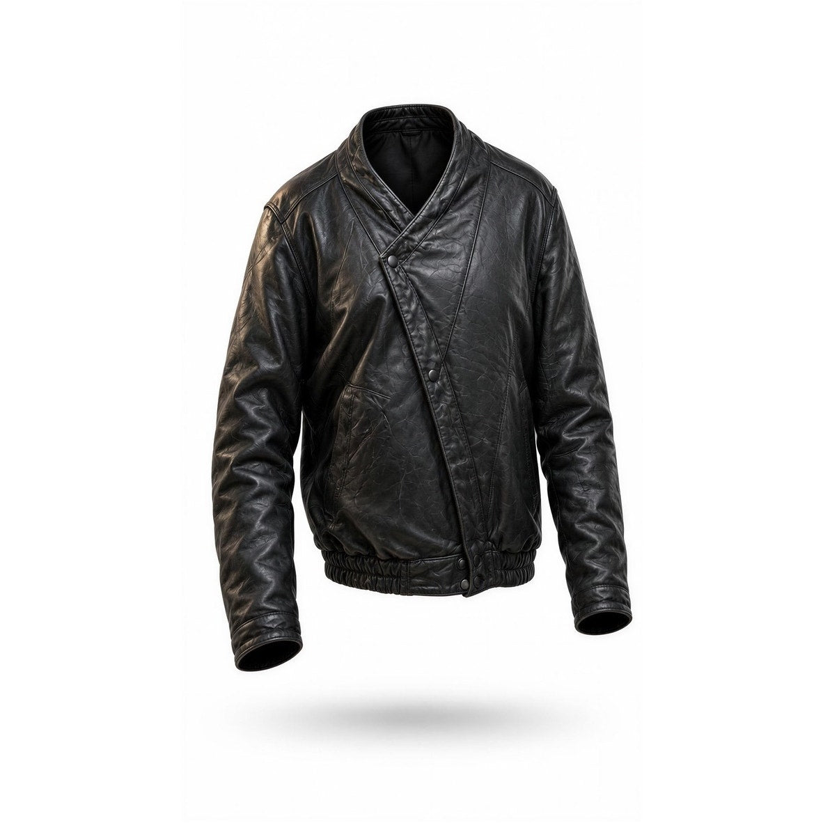 Wilsons The Leather Experts Jacket XL Black Biker Asym Snap
