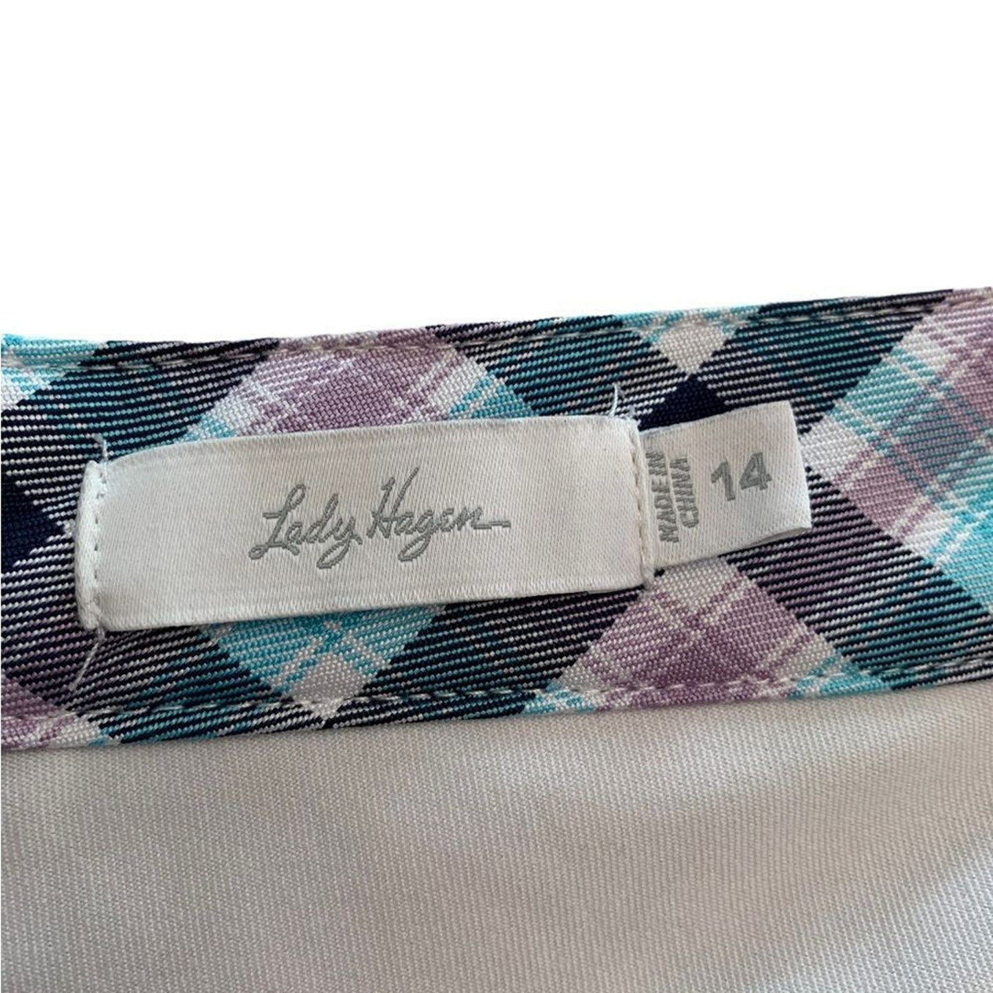 Lady Hagen Skort Womens Size 14 Plaid Blue Teal Purple Golf Tennis Side