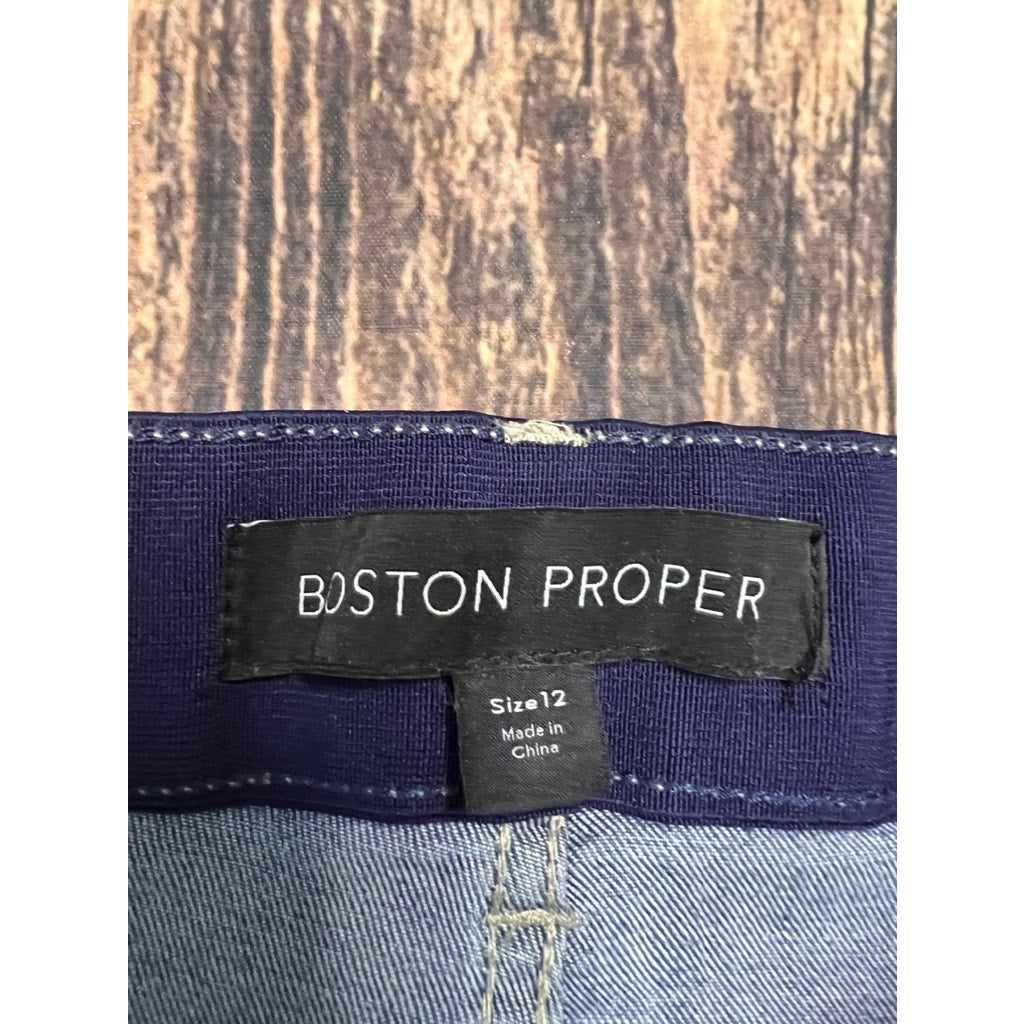 Boston Proper Women's Blue Denim Capri Pants Size 12 Casual Solid