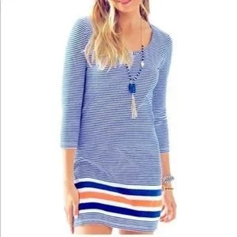 Lilly Pulitzer Women's XS Multicolor Nautical Striped  3/4 Sleeve Beacon Dress