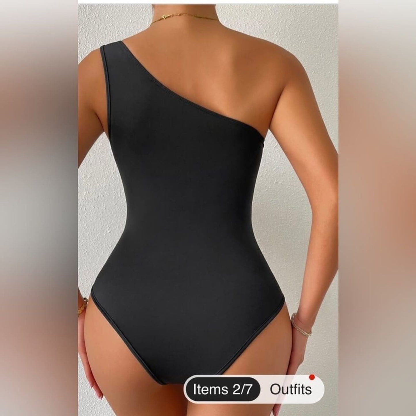 One shoulder black bodysuit 1X