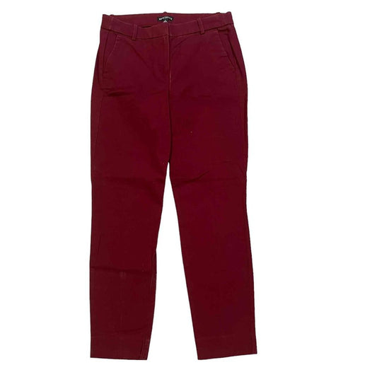 J.Crew Mercantile Women's Burgundy Cotton Blend Chino Front Pockets Pants Size 4