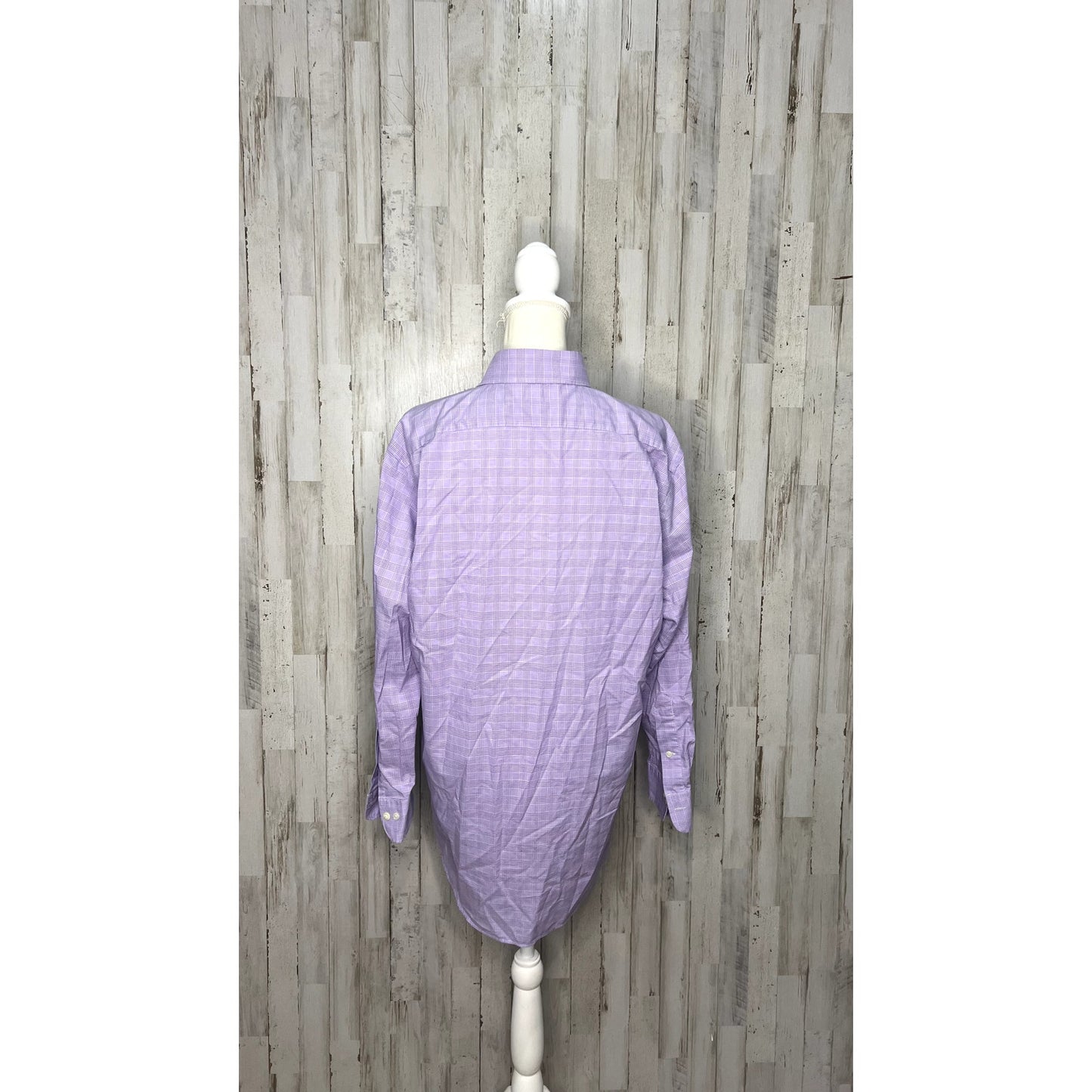 Lauren Ralph Lauren Mens Size 16.5 Slim Fit Purple Plaid Long Sleeve Dress Shirt