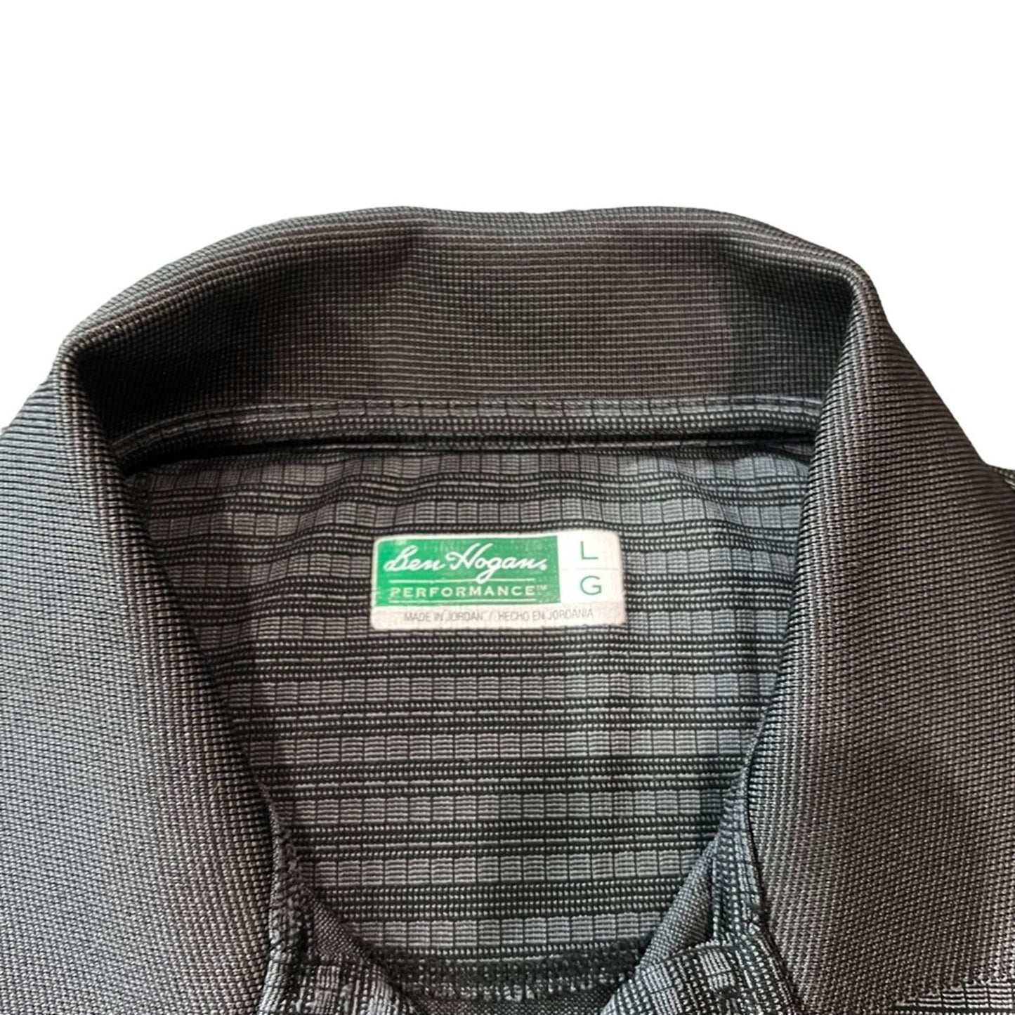 Ben Hogan Performance Polo Shirt Men's Size Large Gray Black Striped Golf