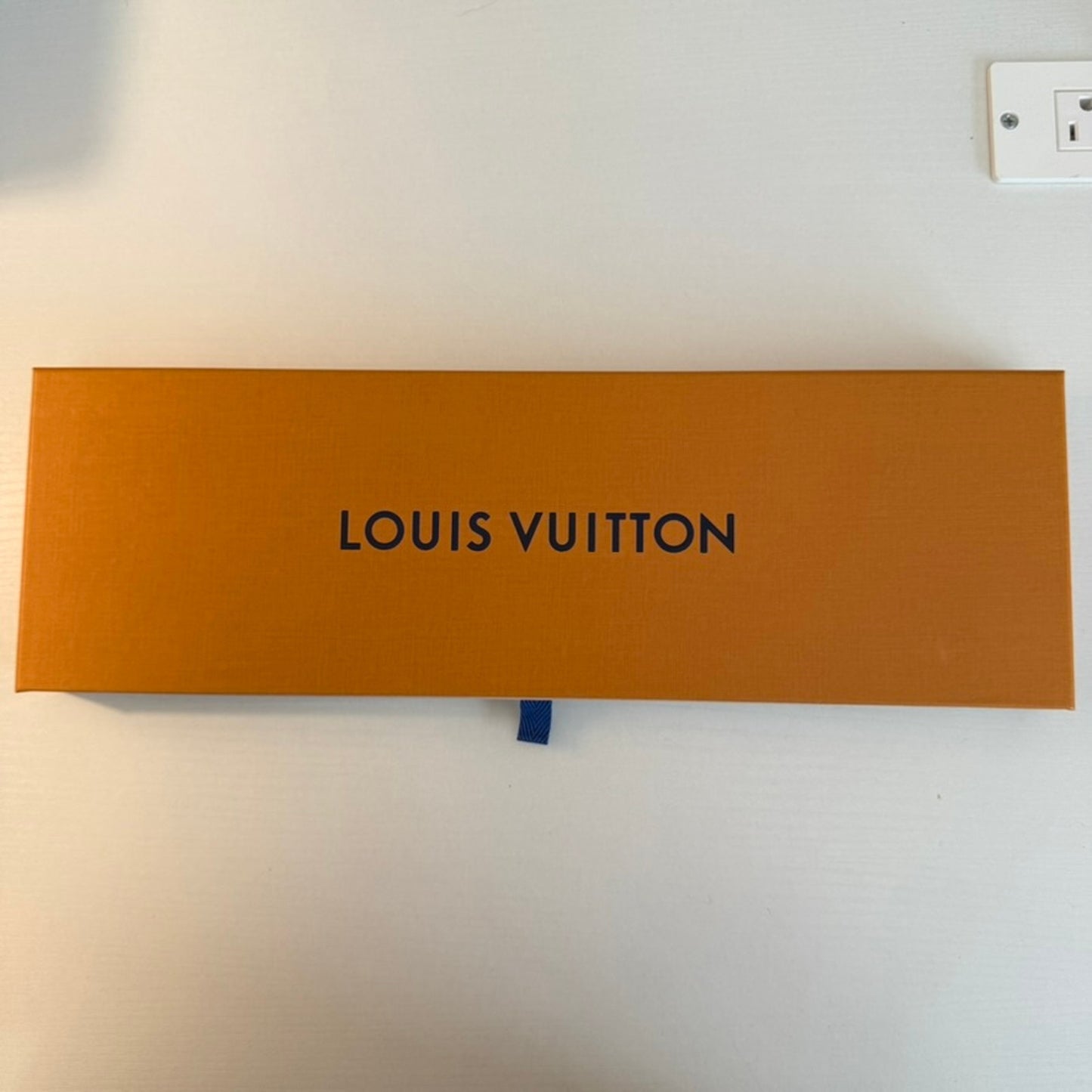 Louis Vuitton Orange Drawer-Style Gift Presentation Box Blue Ribbon Pull