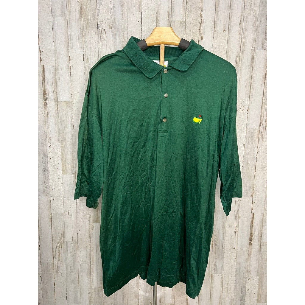 Slazenger Men's XL Green Polo Shirt Iconic Masters Logo Vintage Golf Top