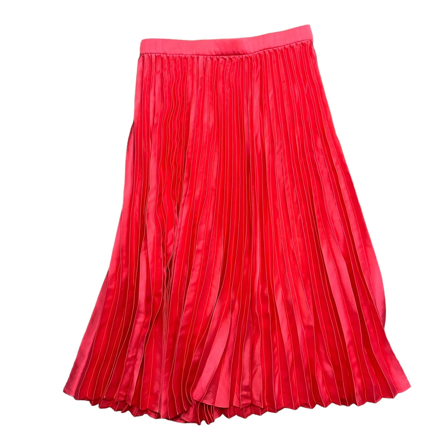 NWT J.Crew Factory Women's Medium Pink Pleated Elastic Waist Midi Skirt