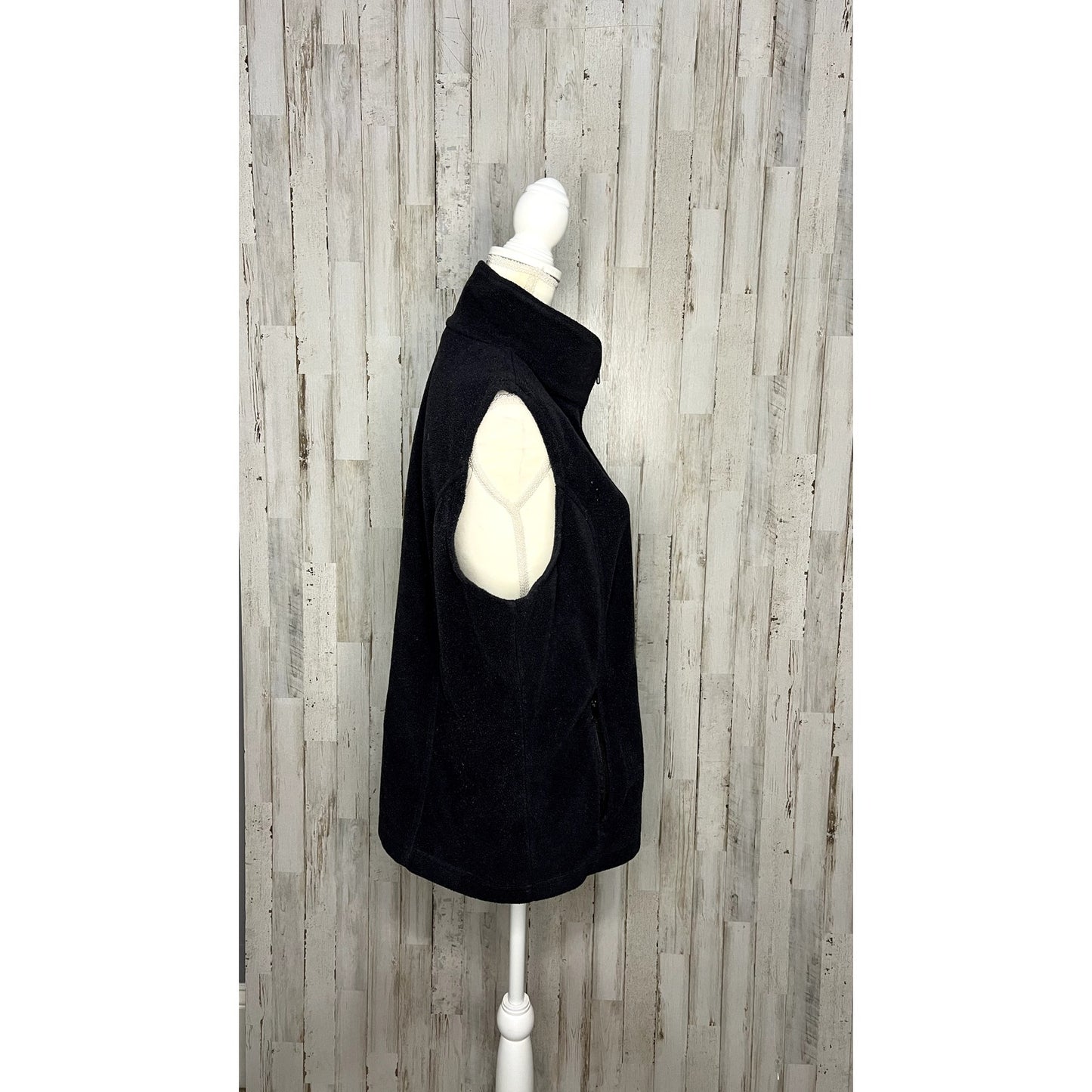 Columbia Women's Fleece Vest Black Size XL Full-Zip High Collar