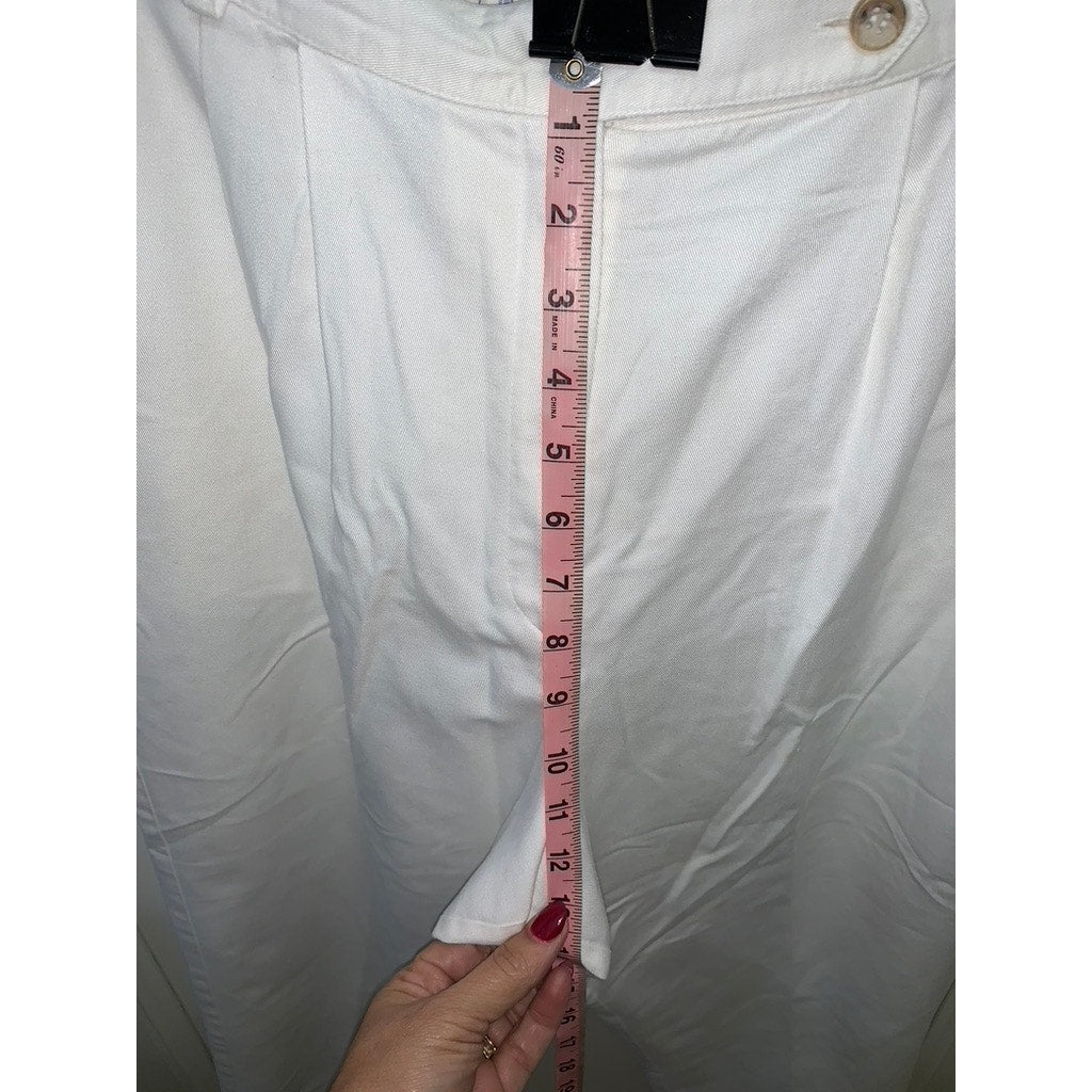 Talbots Petites Women's Size 12 White Straight Leg Cropped Dress Pants