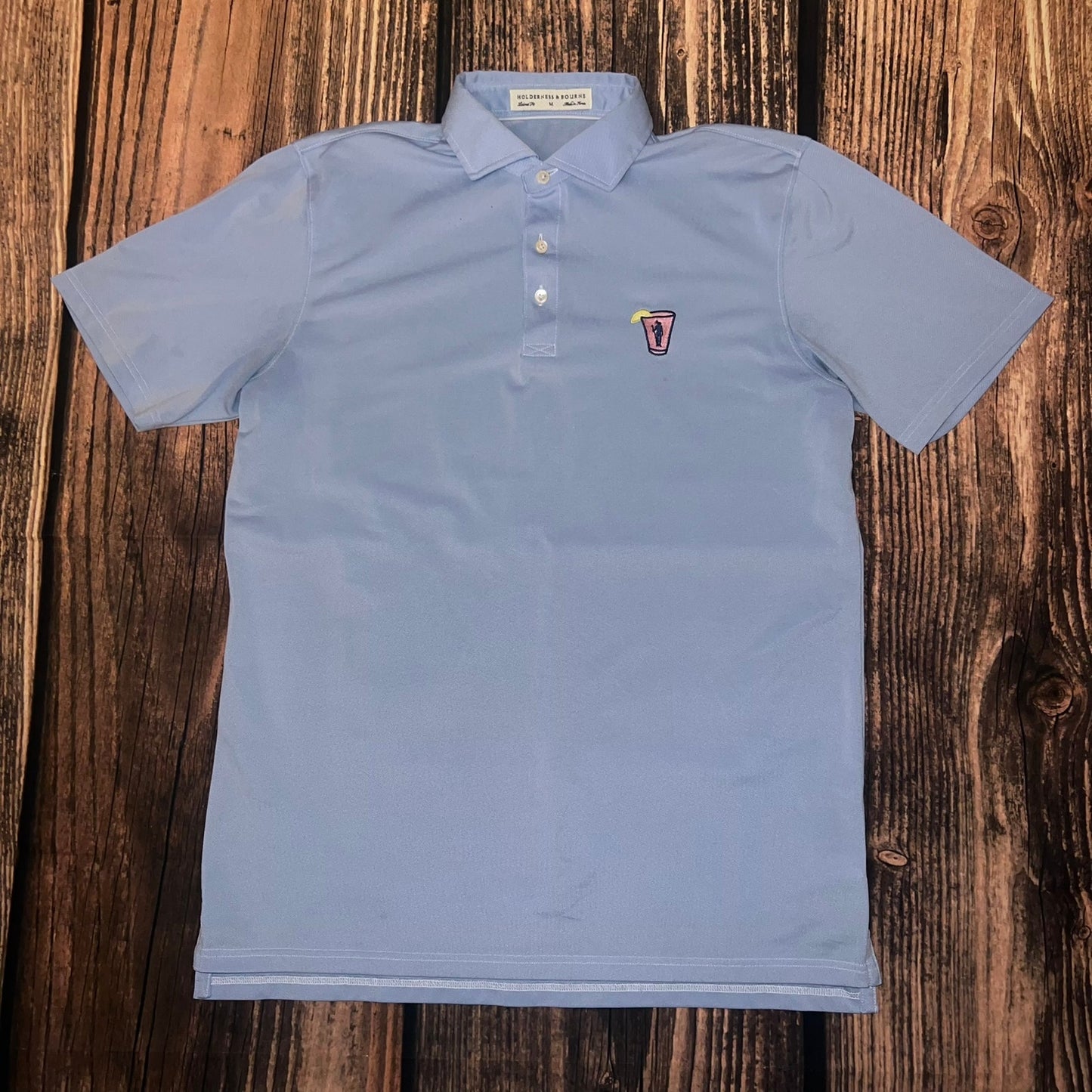 Holderness & Bourne Men's Medium Light Blue Short Sleeve Casual Polo Shirt