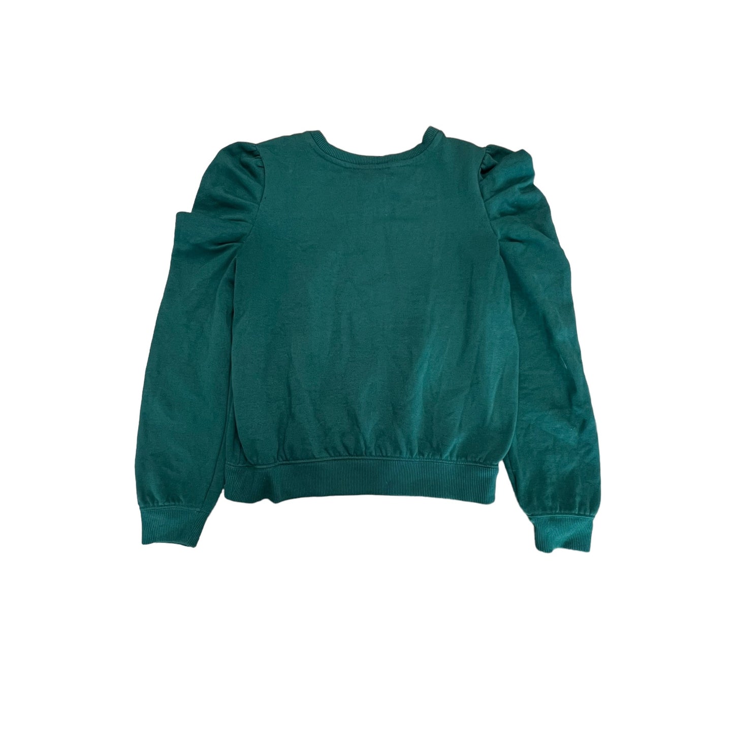 Express Women's Medium Green Puff Sleeve Crewneck Pullover Sweater