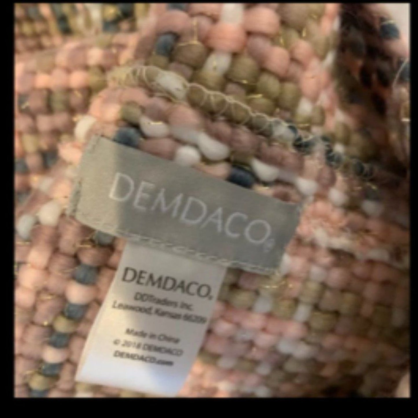 Demdaco Infinity pink woven threads scarf EUC