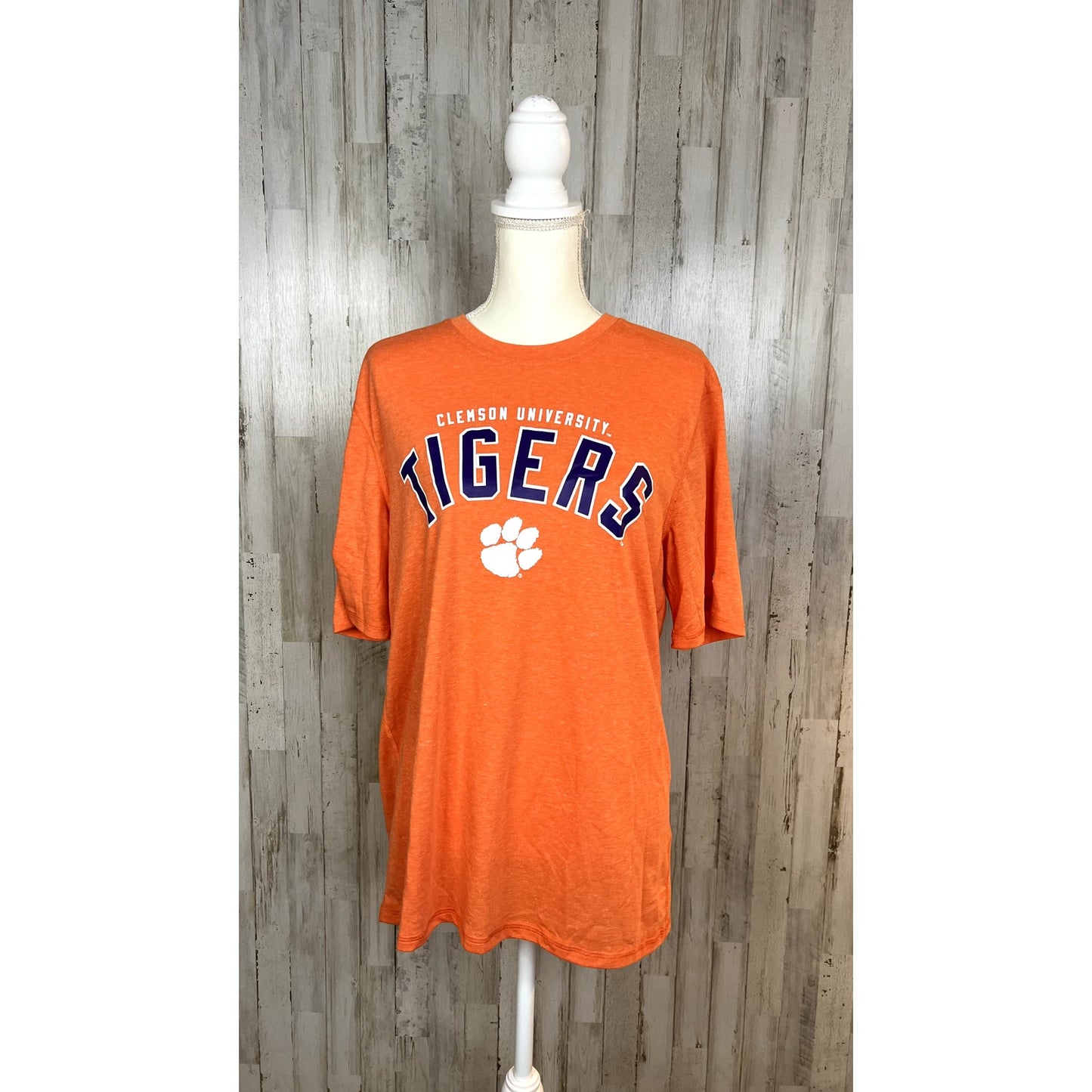 Champion Mens Medium Clemson Tigers Orange Graphic Short Sleeve Crewneck T-Shirt